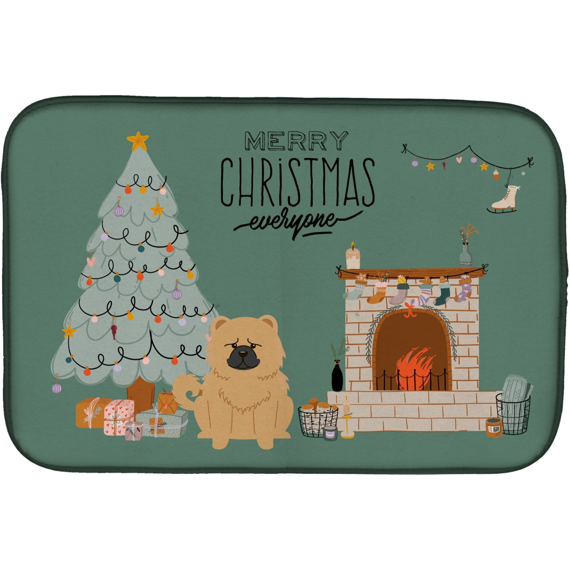 &quotCaroline's Treasures CK7707DDM Cream Chow Christmas Everyone dish-drying-mats, 14 x 21, Multicolor"
