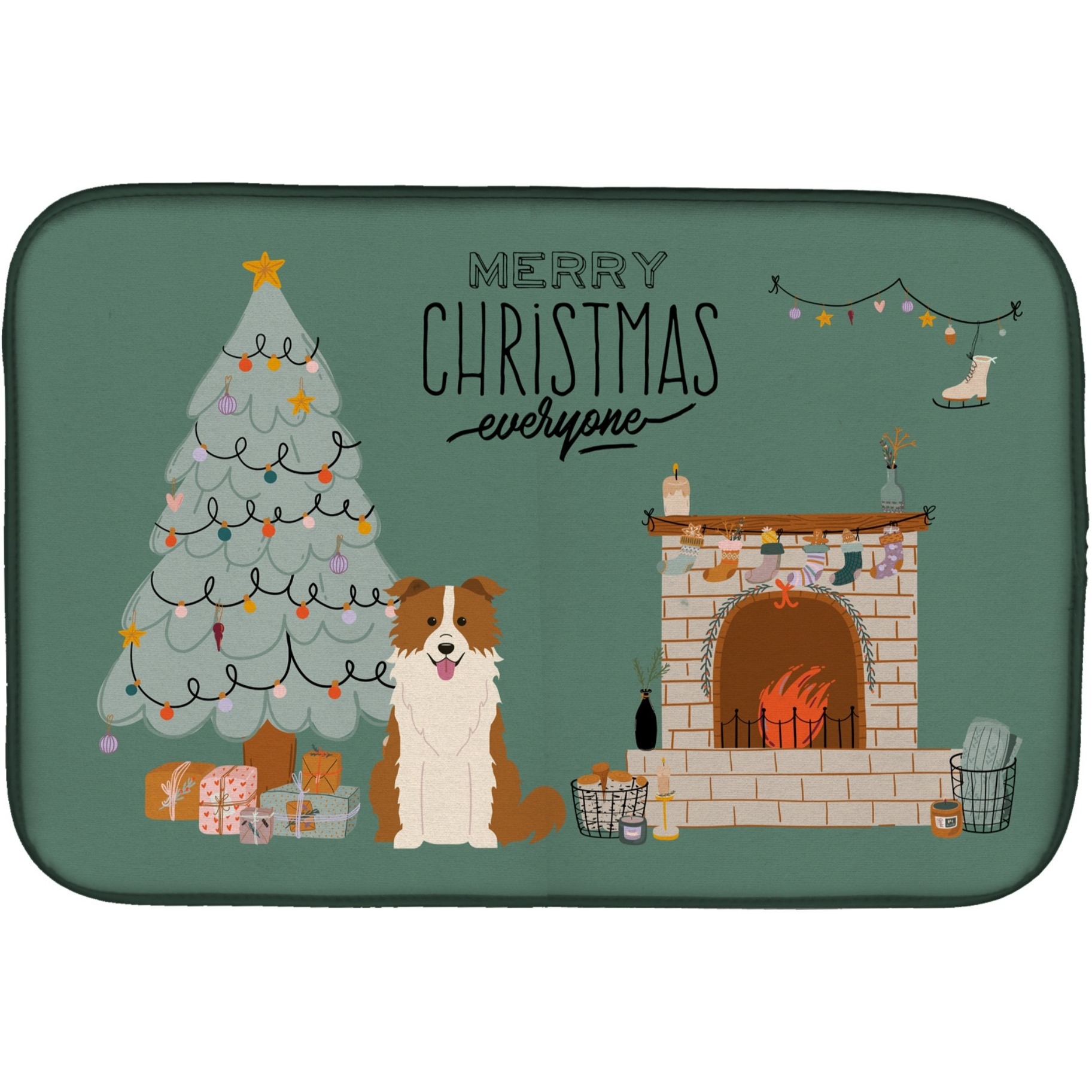 &quotCaroline's Treasures Red White Border Collie Christmas Everyone dish-drying-mats, 14 x 21, Multicolor"