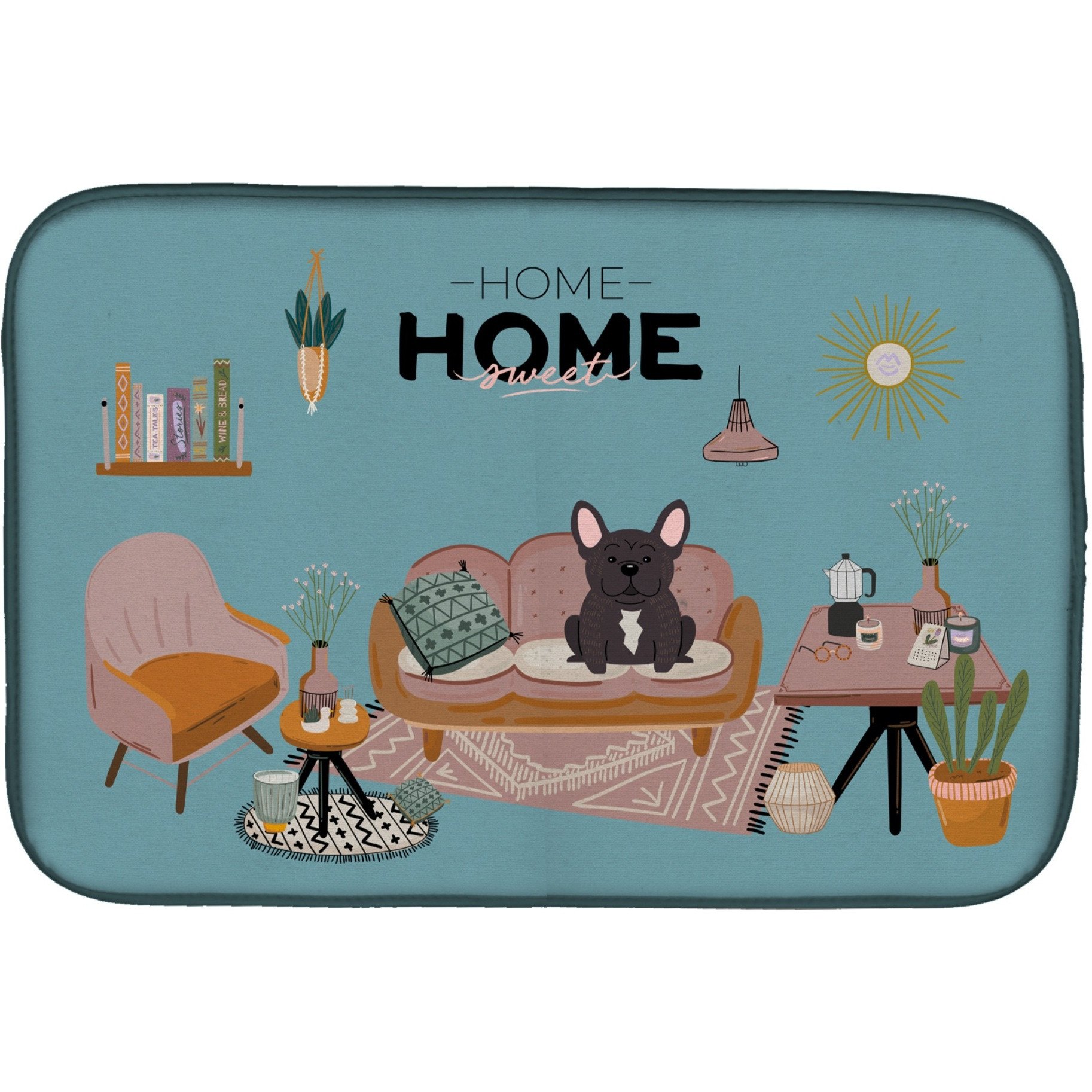 &quotCaroline's Treasures CK7854DDM Brindle French Bulldog Sweet Home dish-drying-mats, 14 x 21, Multicolor"