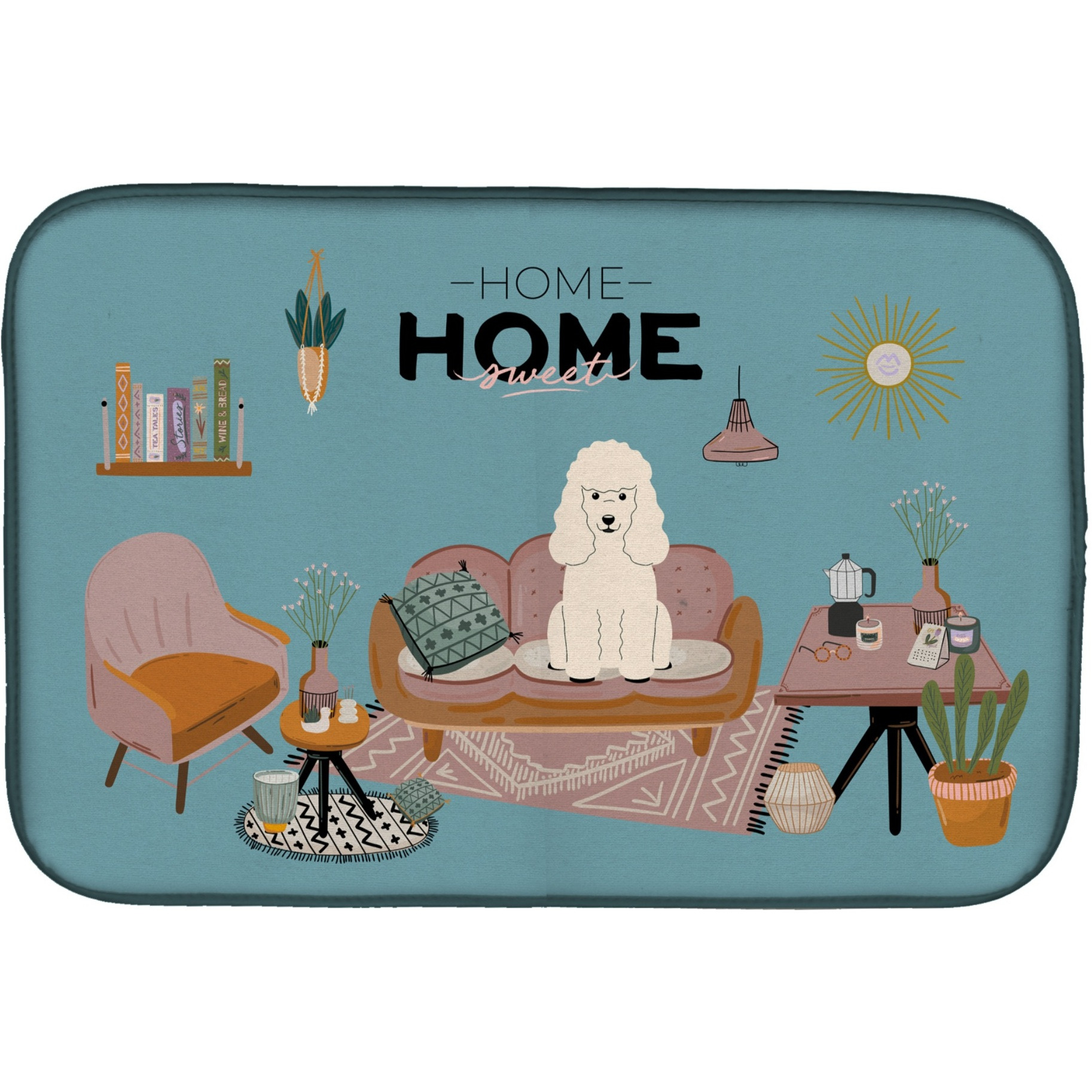 &quotCaroline's Treasures CK7915DDM White Poodle Sweet Home dish-drying-mats, 14 x 21, Multicolor"