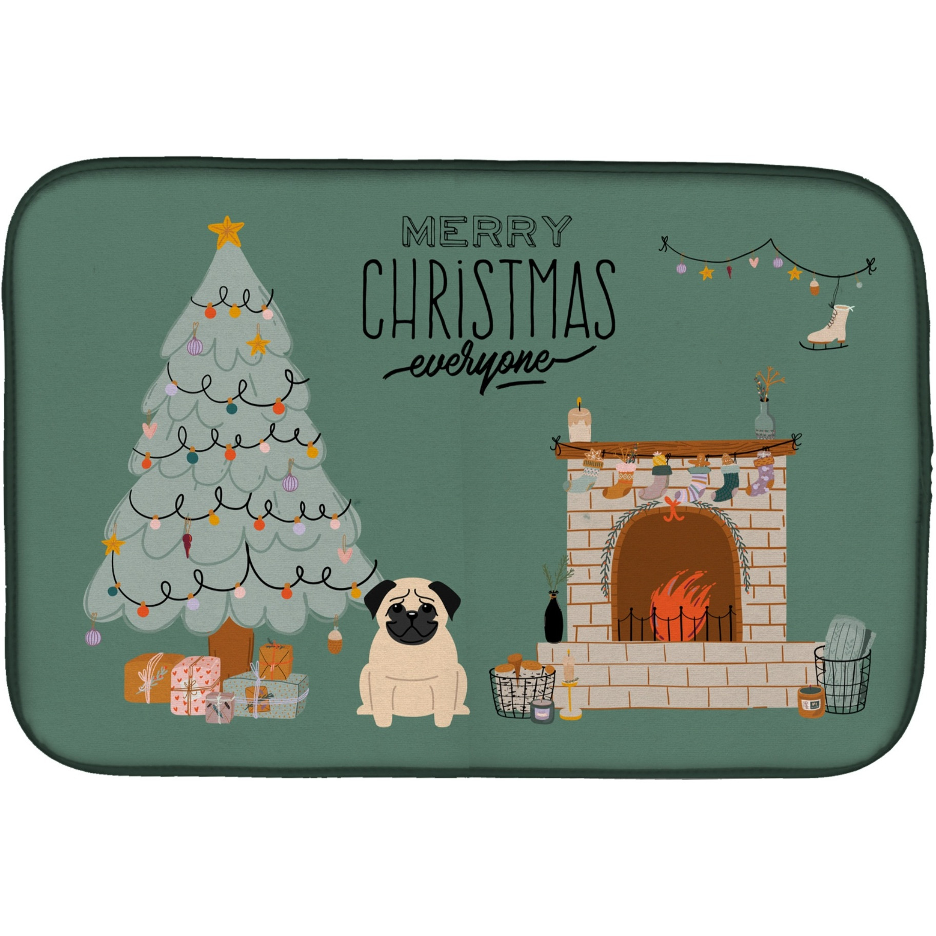 &quotCaroline's Treasures CK7571DDM Fawn Pug Christmas Everyone dish-drying-mats, 14 x 21, Multicolor"