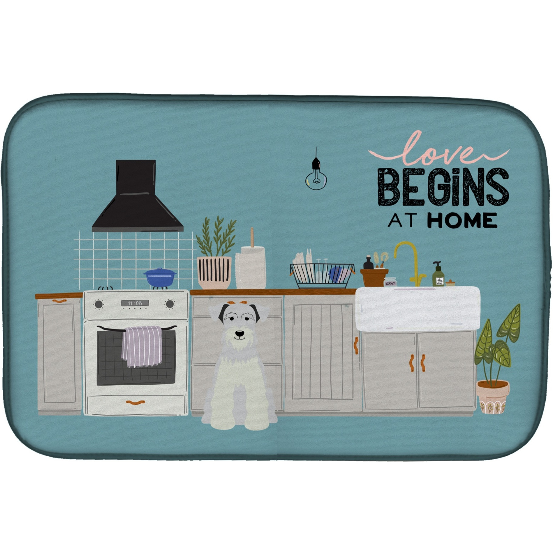 &quotCaroline's Treasures White Miniature Schnauzer Kitchen Scene dish-drying-mats, 14 x 21, Multicolor"