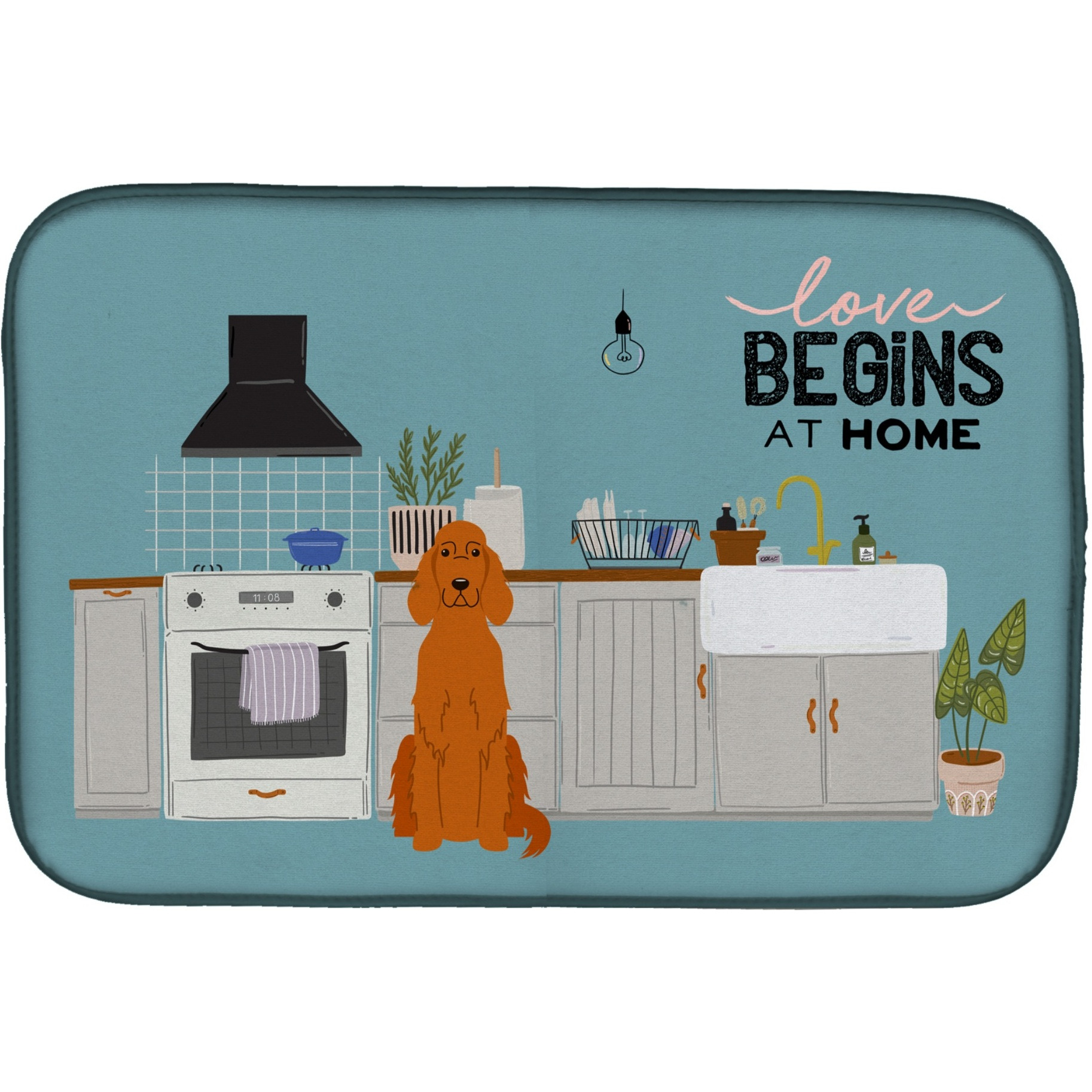 &quotCaroline's Treasures CK7768DDM Irish Setter Kitchen Scene dish-drying-mats, 14 x 21, Multicolor"