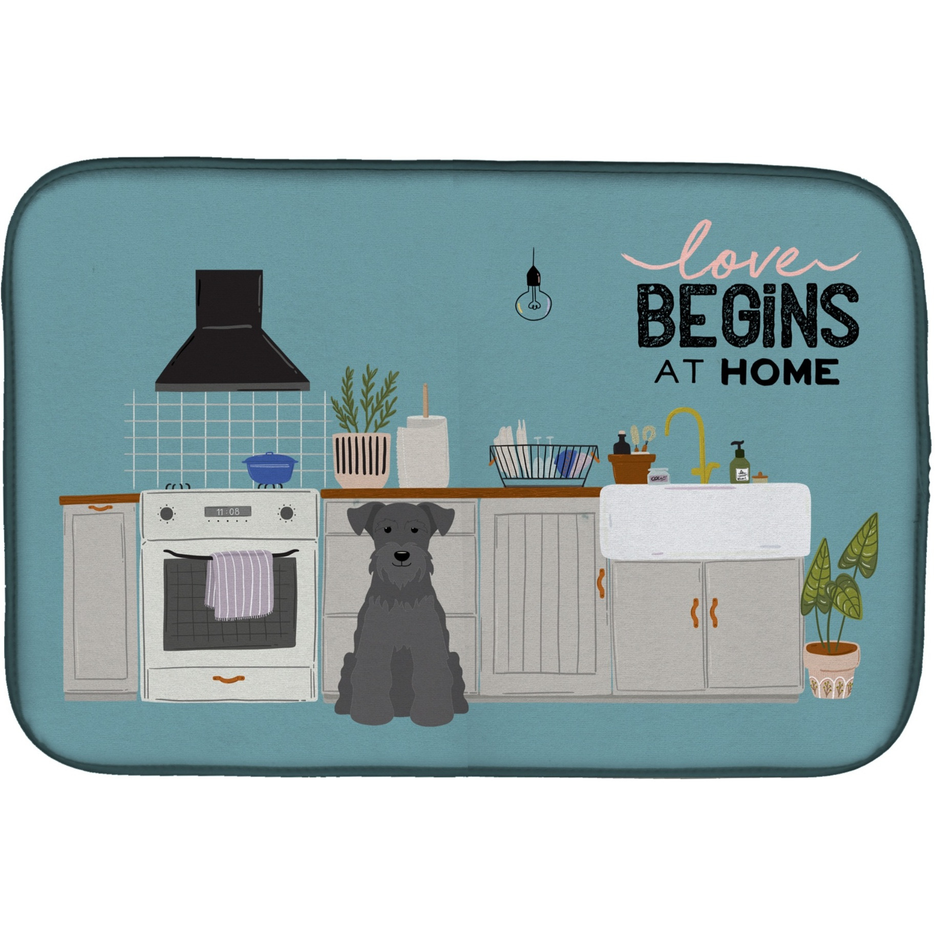 &quotCaroline's Treasures Black Miniature Schnauzer Kitchen Scene dish-drying-mats, 14 x 21, Multicolor"