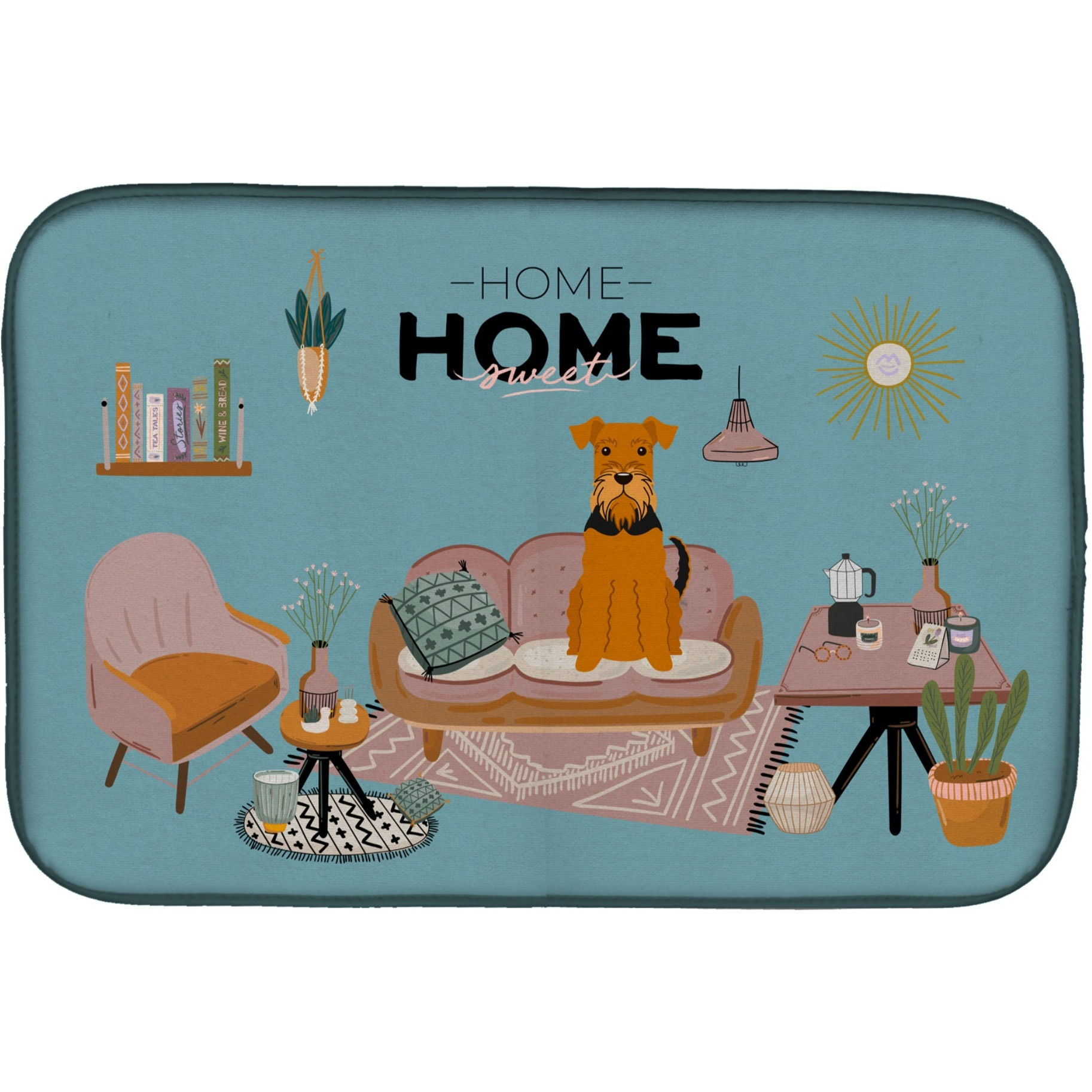 &quotCaroline's Treasures CK7886DDM Airedale Sweet Home dish-drying-mats, 14 x 21, Multicolor"