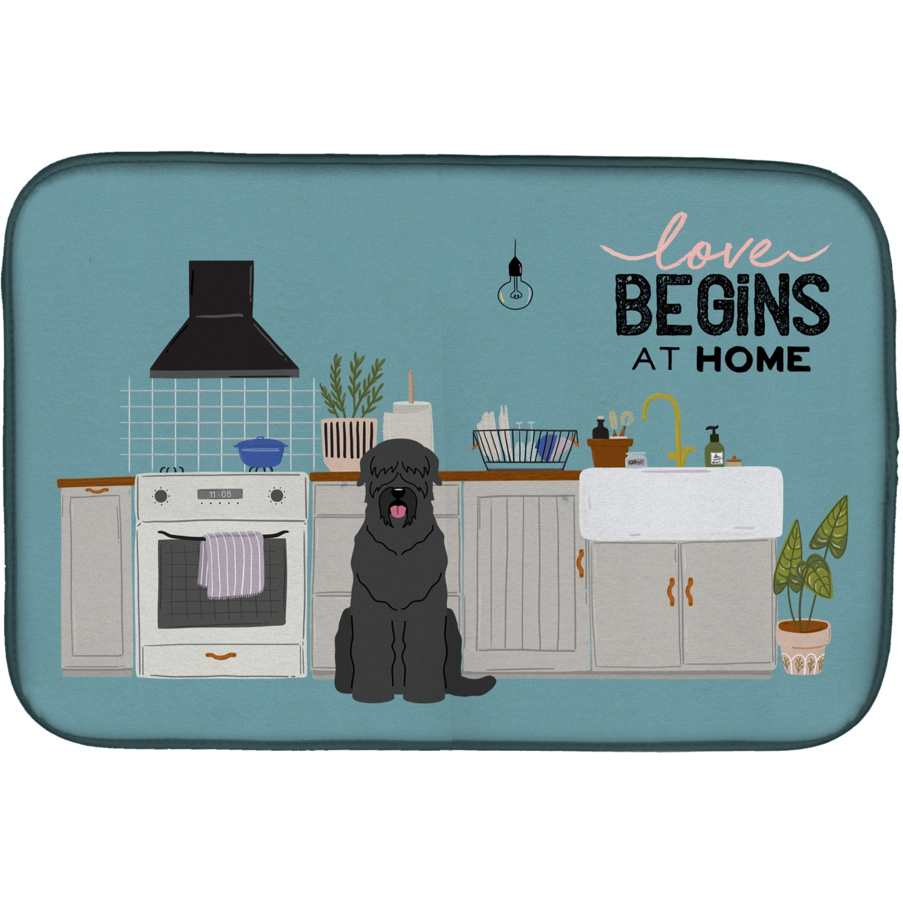 &quotCaroline's Treasures CK7730DDM Black Russian Terrier Kitchen Scene dish-drying-mats, 14 x 21, Multicolor"