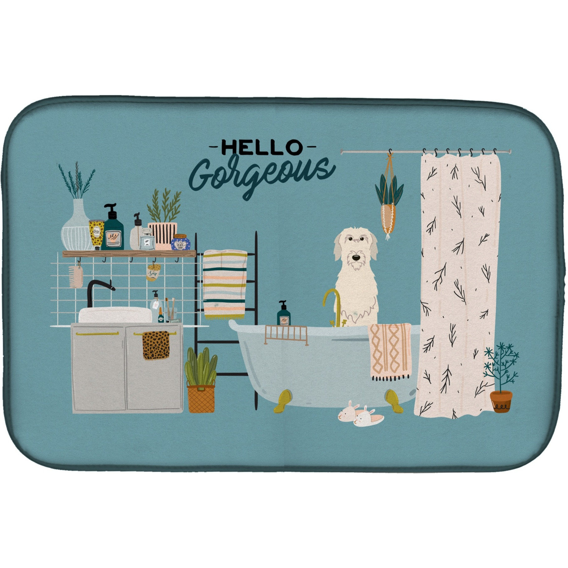 &quotCaroline's Treasures CK7487DDM Irish Wolfhound in Bathtub dish-drying-mats, 14 x 21, Multicolor"