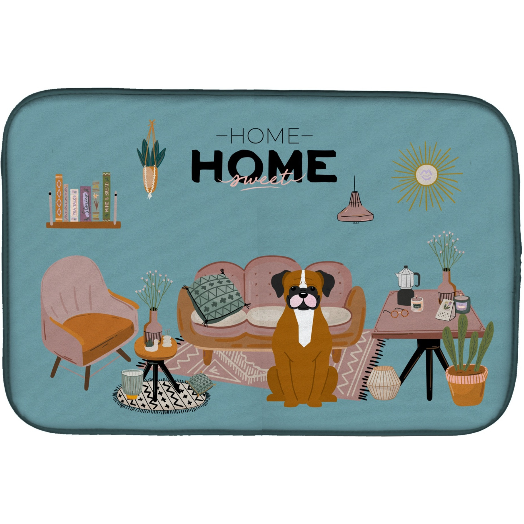 &quotCaroline's Treasures CK7961DDM Flashy Fawn Boxer Sweet Home dish-drying-mats, 14 x 21, Multicolor"
