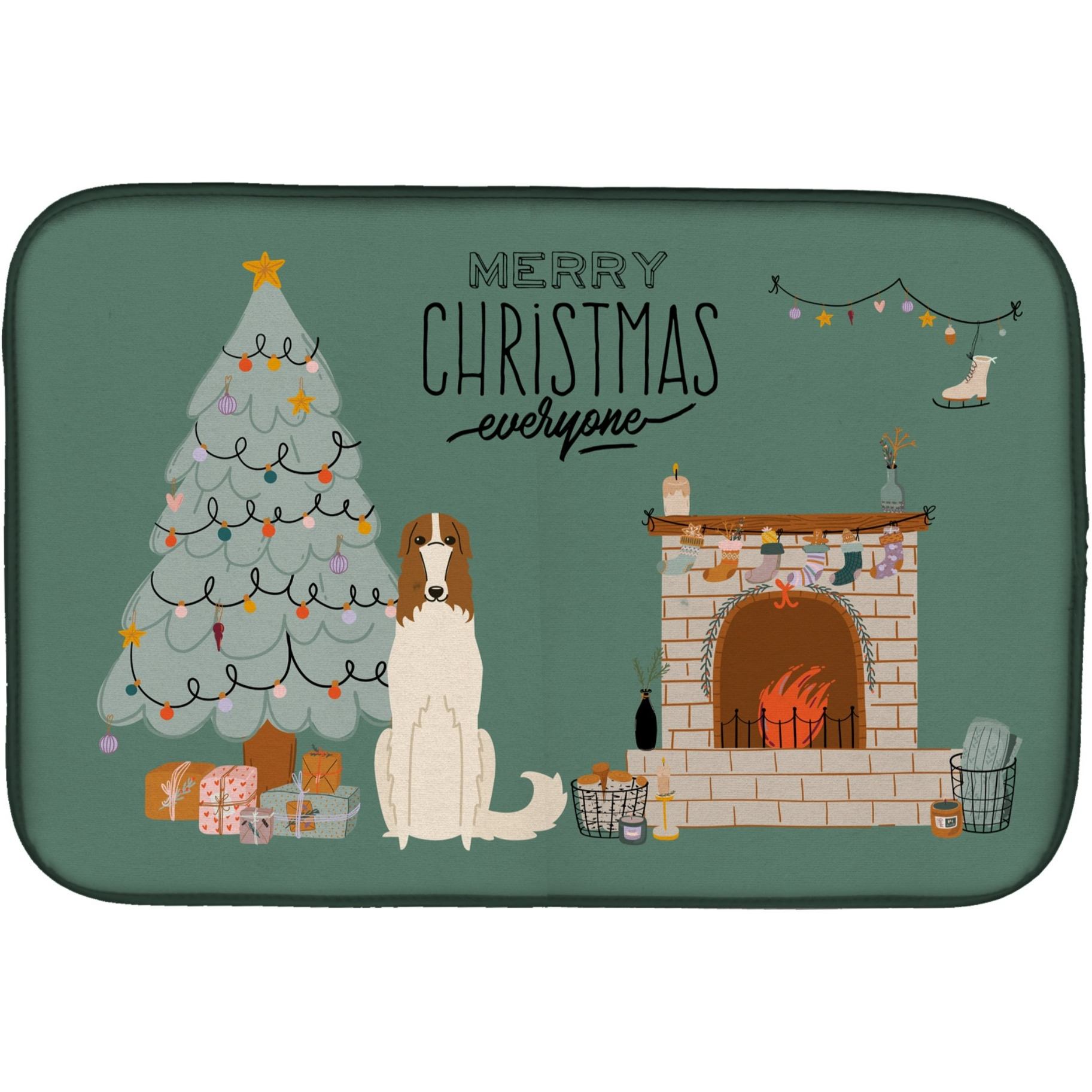 &quotCaroline's Treasures CK7586DDM Borzoi Christmas Everyone dish-drying-mats, 14 x 21, Multicolor"