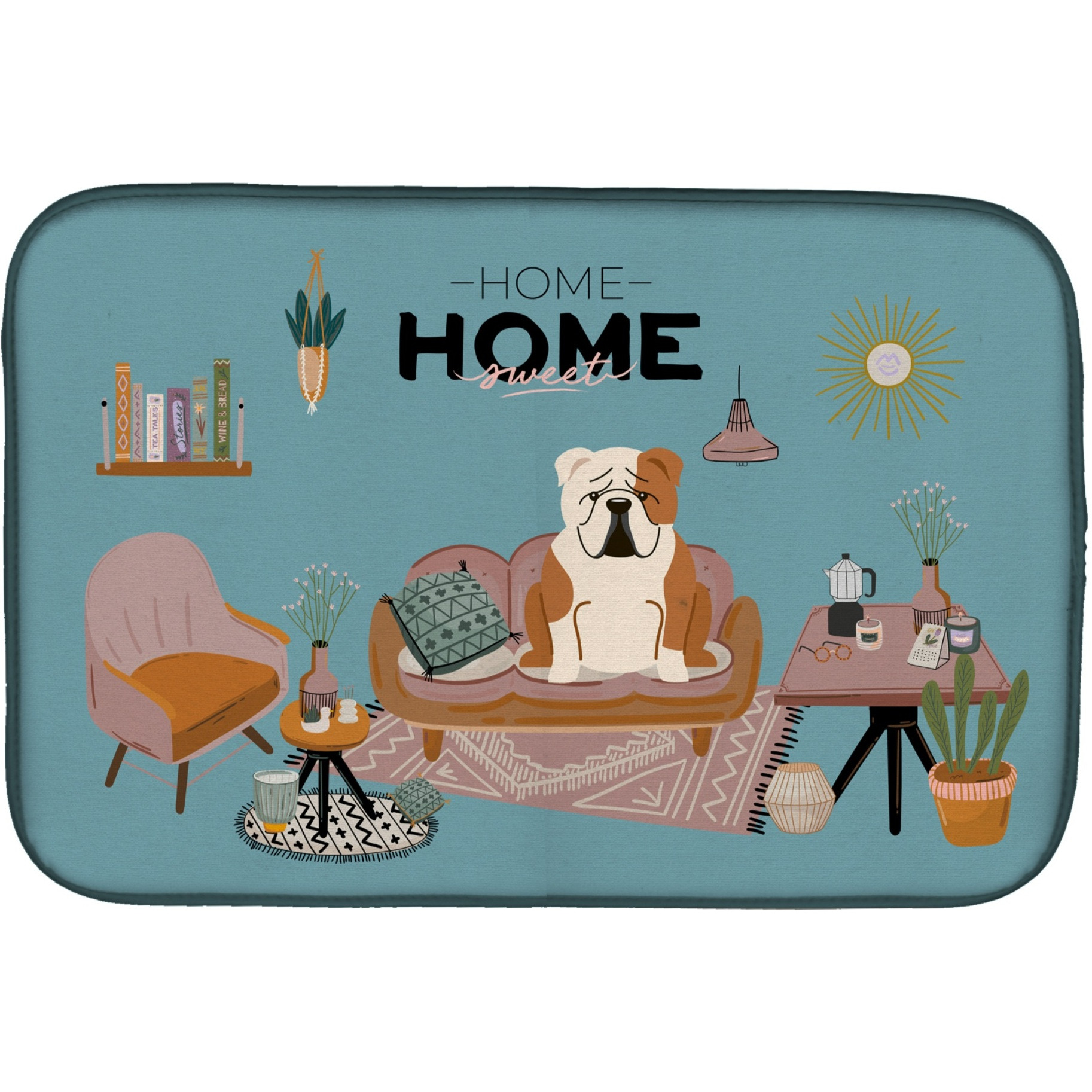 &quotCaroline's Treasures CK7970DDM Fawn White English Bulldog Sweet Home dish-drying-mats, 14 x 21, Multicolor"
