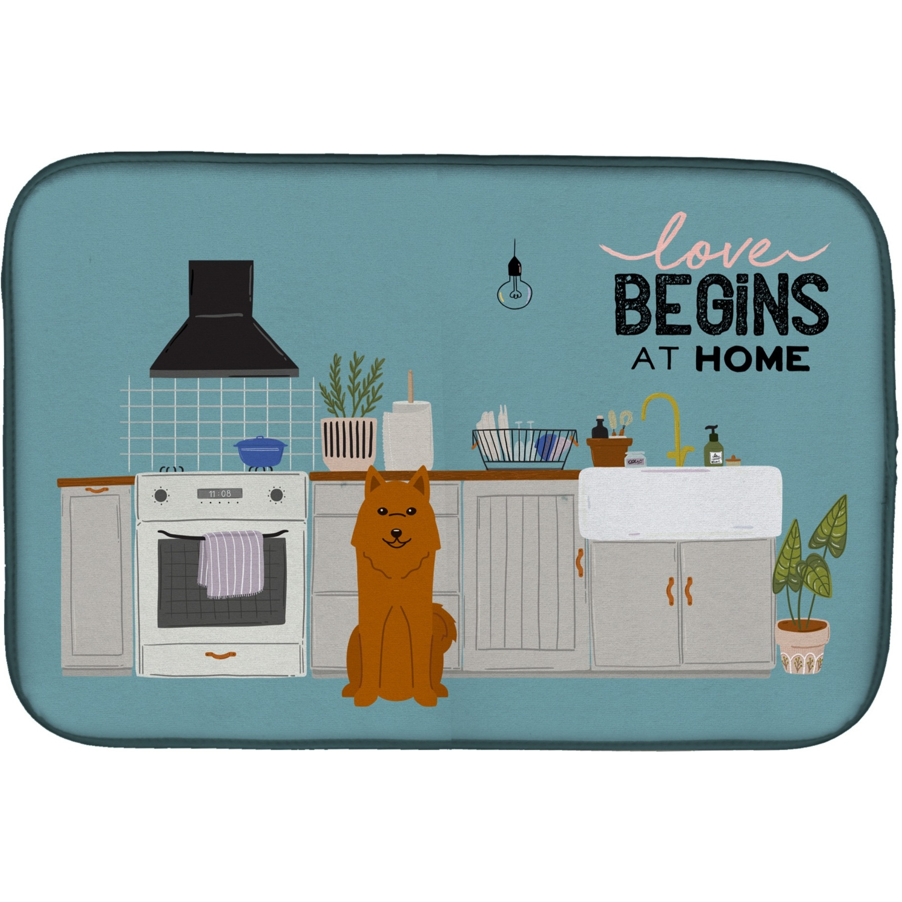 &quotCaroline's Treasures CK7726DDM Karelian Bear Dog Kitchen Scene dish-drying-mats, 14 x 21, Multicolor"
