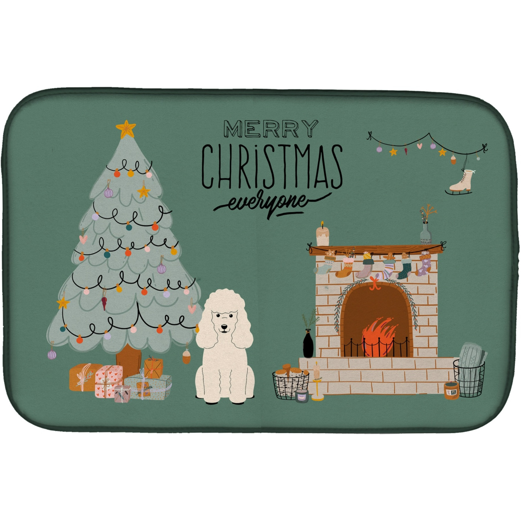 &quotCaroline's Treasures CK7633DDM White Poodle Christmas Everyone dish-drying-mats, 14 x 21, Multicolor"