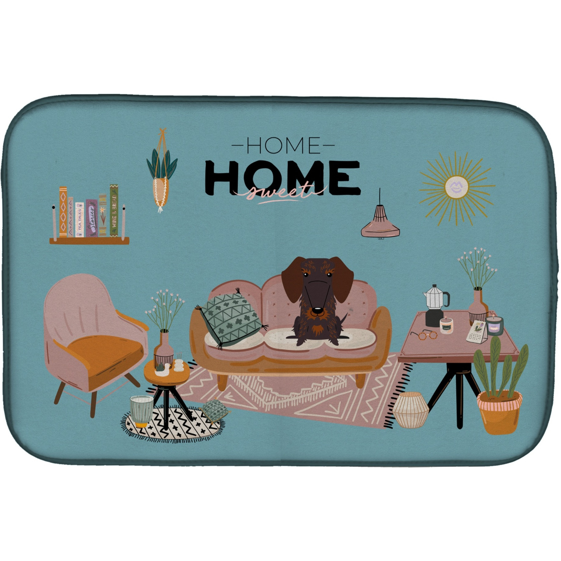 &quotCaroline's Treasures Chocolate Wire Haired Dachshund Sweet Home dish-drying-mats, 14 x 21, Multicolor"