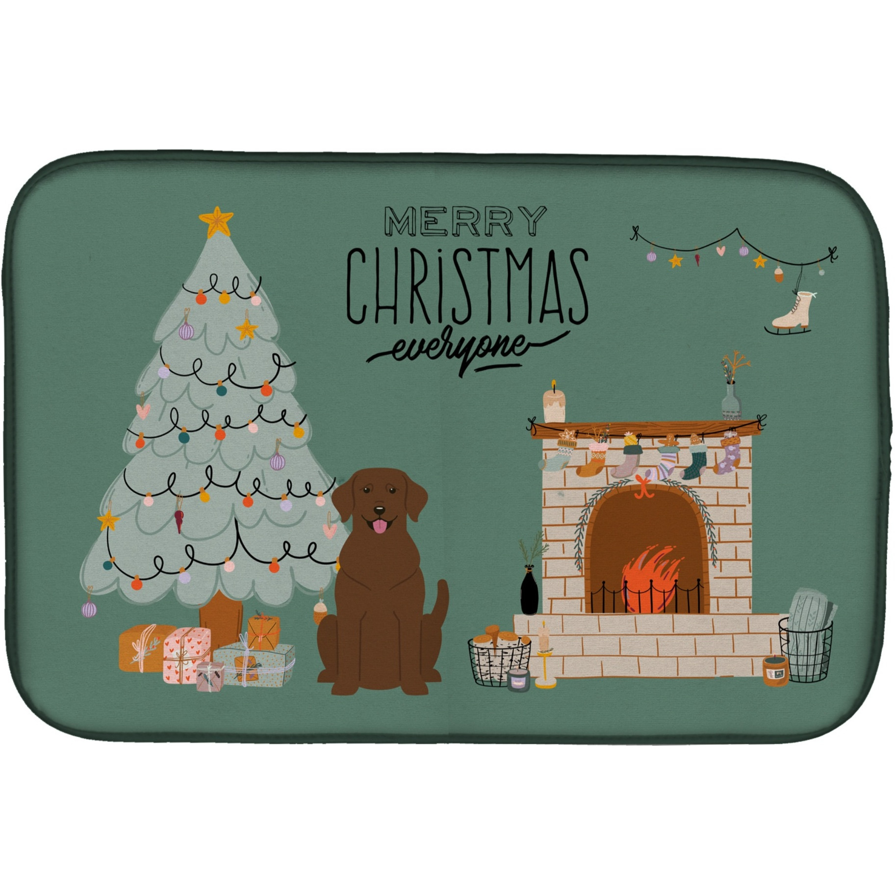 &quotCaroline's Treasures CK7619DDM Chocolate Labrador Christmas Everyone dish-drying-mats, 14 x 21, Multicolor"