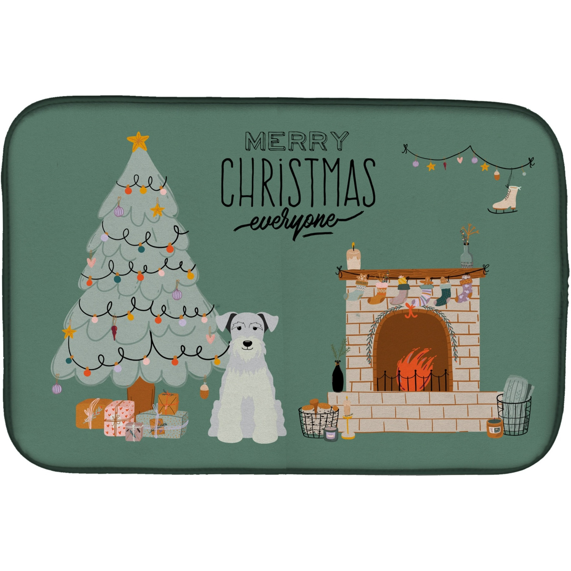&quotCaroline's Treasures White Miniature Schnauzer Christmas Everyone dish-drying-mats, 14 x 21, Multicolor"