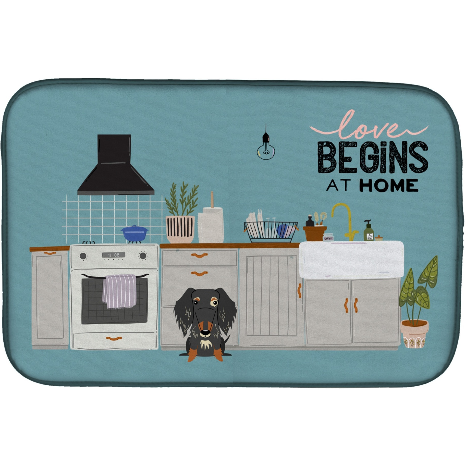&quotCaroline's Treasures Dapple Wire Haired Dachshund Kitchen Scene dish-drying-mats, 14 x 21, Multicolor"