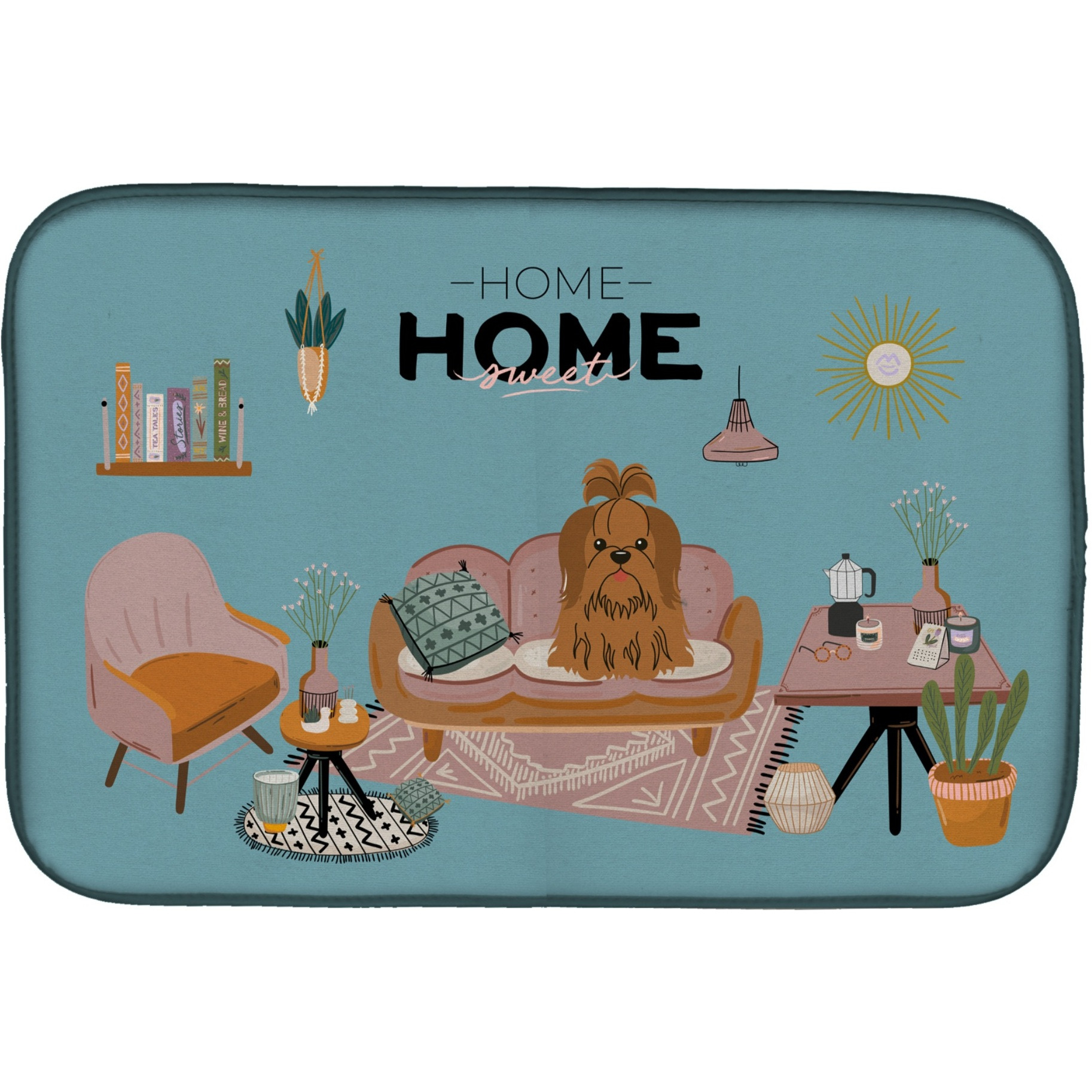 &quotCaroline's Treasures CK7931DDM Silver Chocolate Shih Tzu Sweet Home dish-drying-mats, 14 x 21, Multicolor"