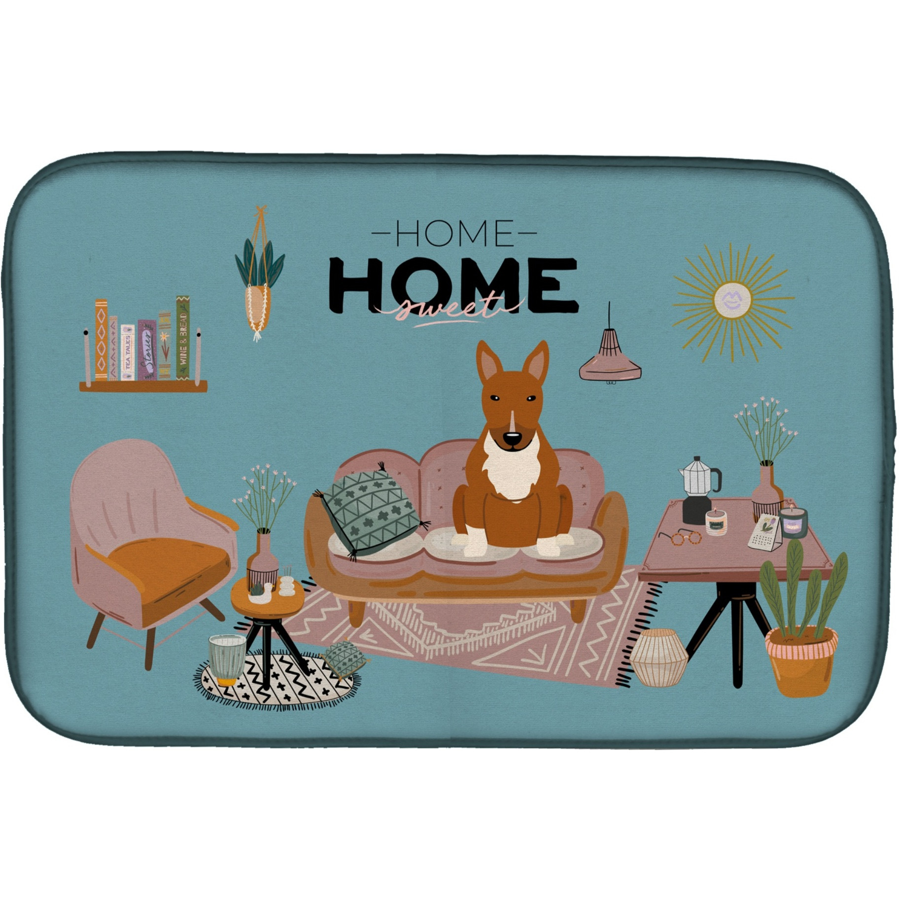 &quotCaroline's Treasures CK7979DDM Red Bull Terrier Sweet Home dish-drying-mats, 14 x 21, Multicolor"