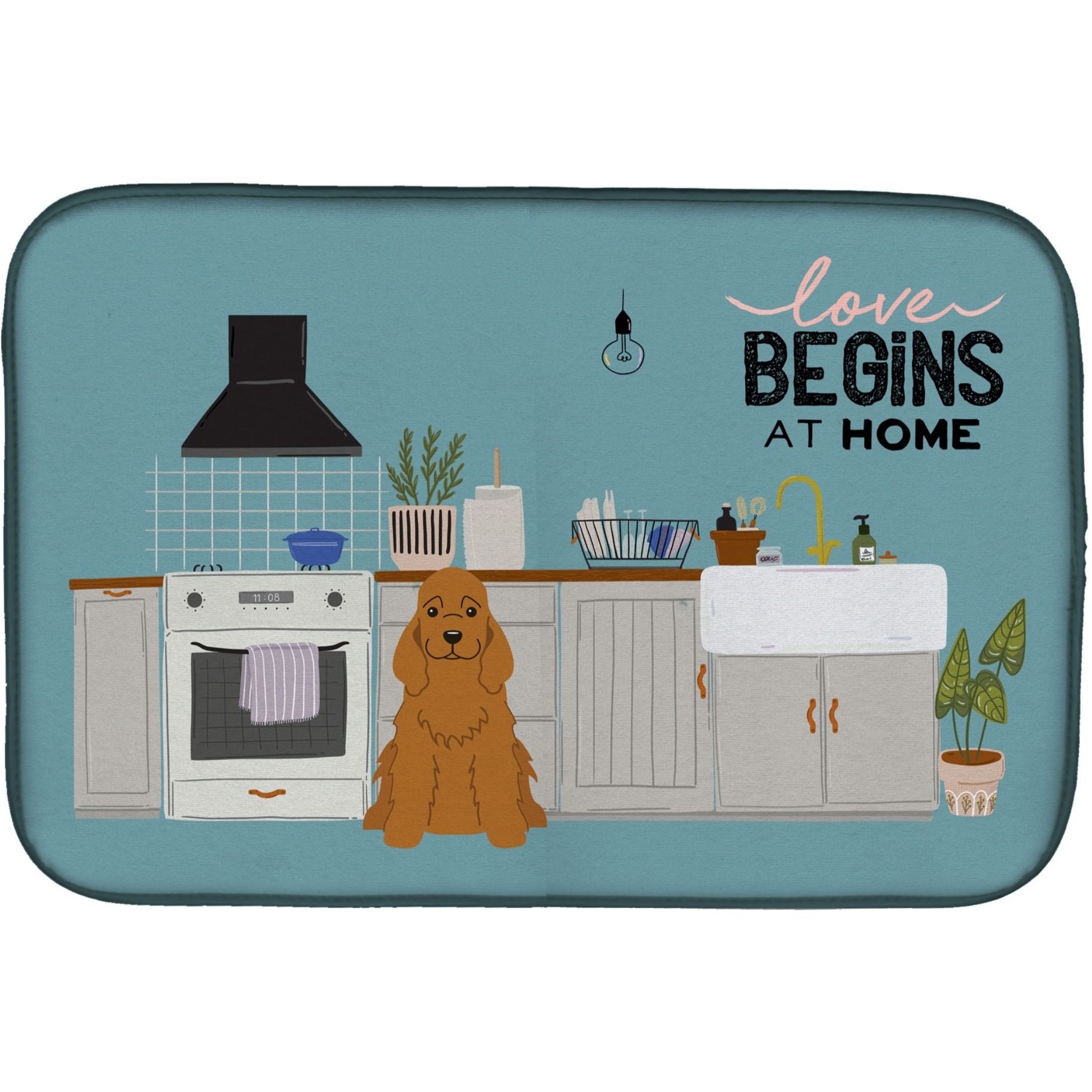 &quotCaroline's Treasures CK7799DDM Red Cocker Spaniel Kitchen Scene dish-drying-mats, 14 x 21, Multicolor"