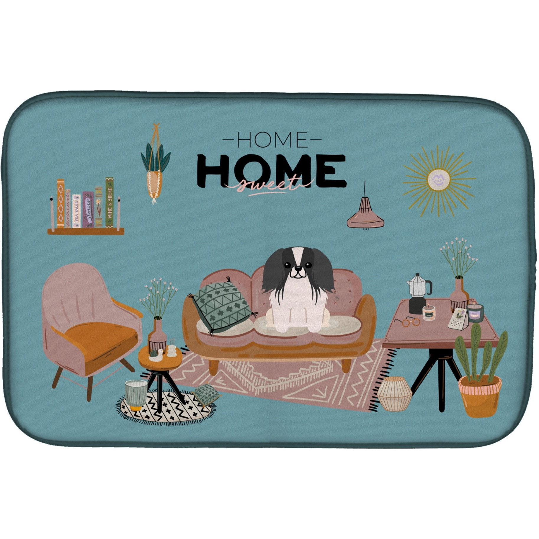 &quotCaroline's Treasures CK7950DDM Black White Pekingese Sweet Home dish-drying-mats, 14 x 21, Multicolor"