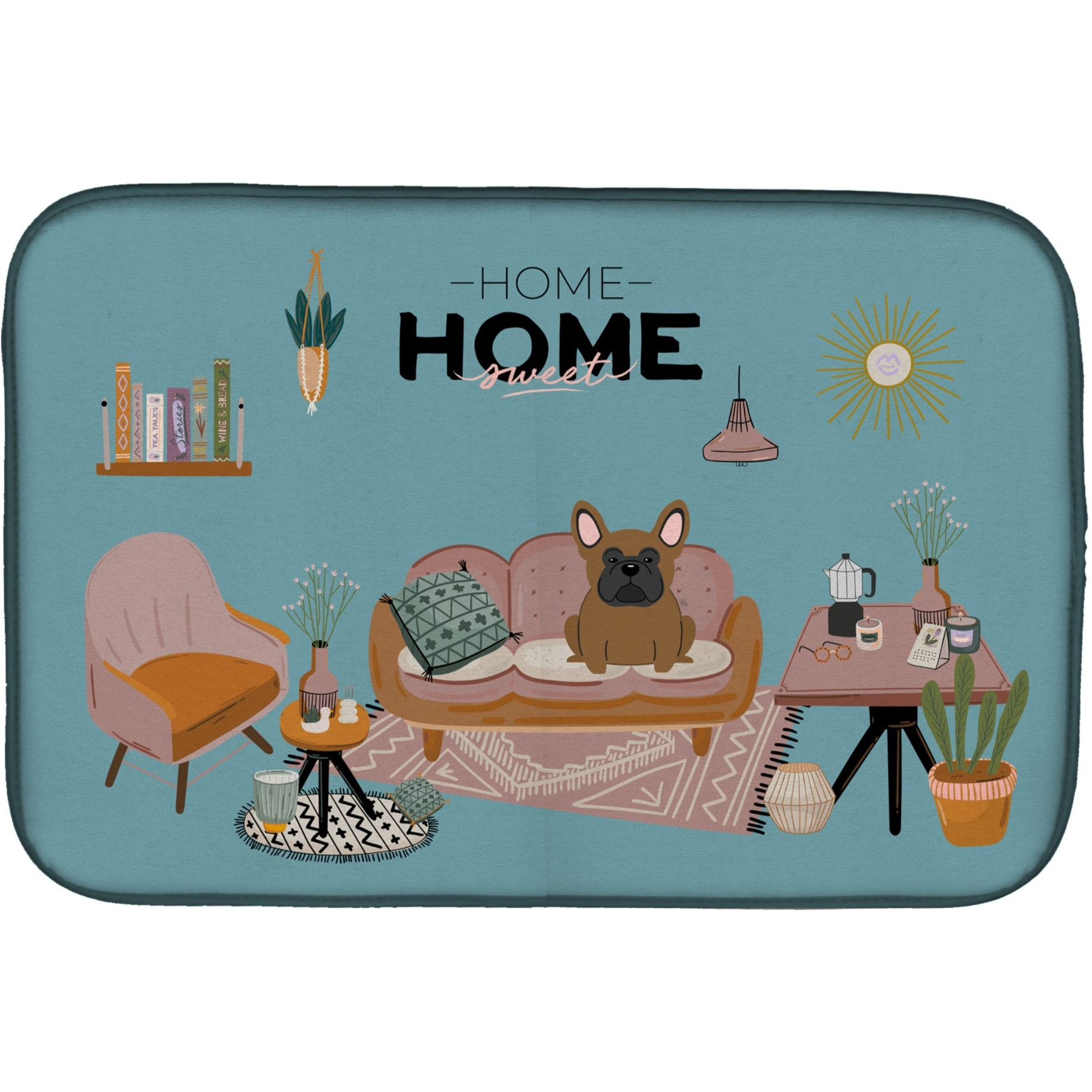 &quotCaroline's Treasures CK7858DDM Brown French Bulldog Sweet Home dish-drying-mats, 14 x 21, Multicolor"