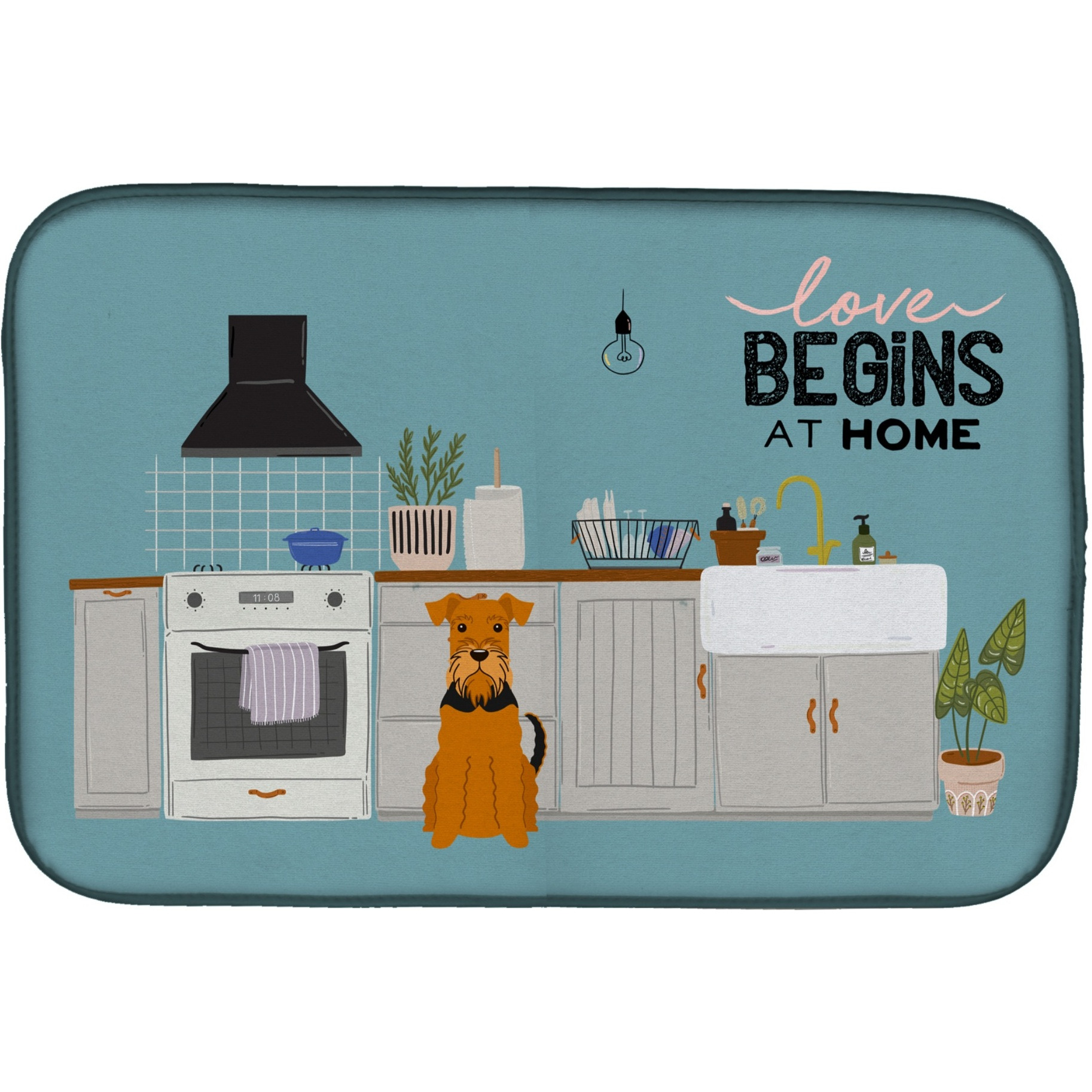 &quotCaroline's Treasures CK7745DDM Airedale Kitchen Scene dish-drying-mats, 14 x 21, Multicolor"