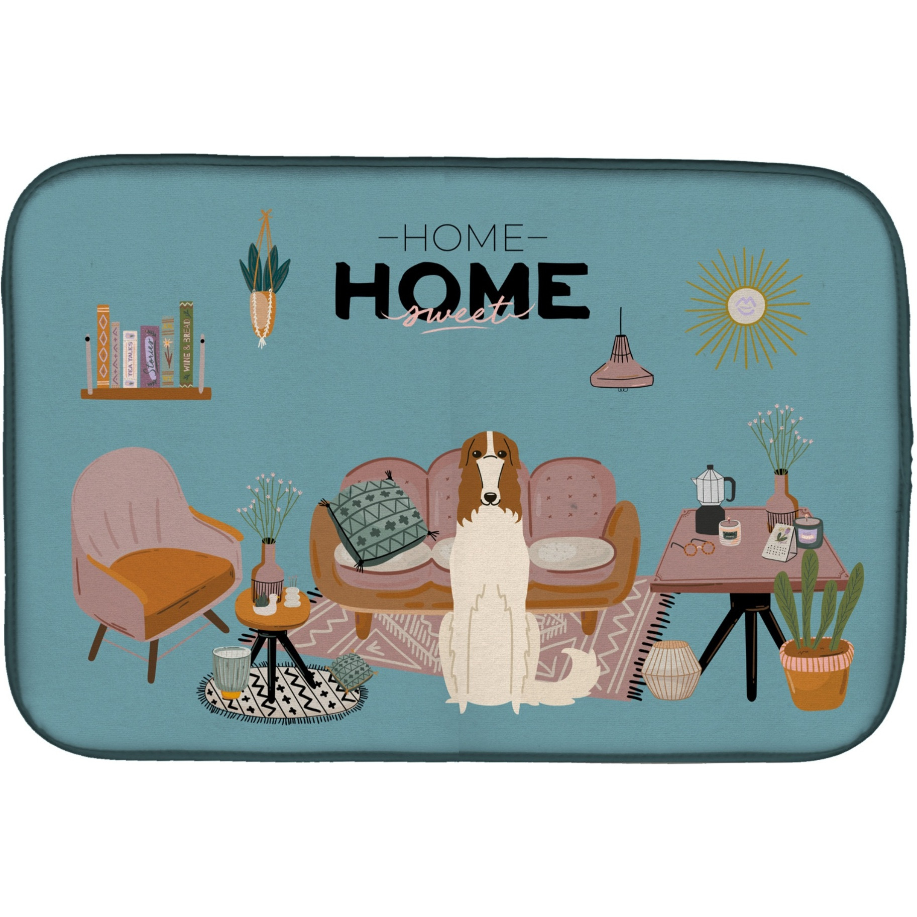 &quotCaroline's Treasures CK7868DDM Borzoi Sweet Home dish-drying-mats, 14 x 21, Multicolor"