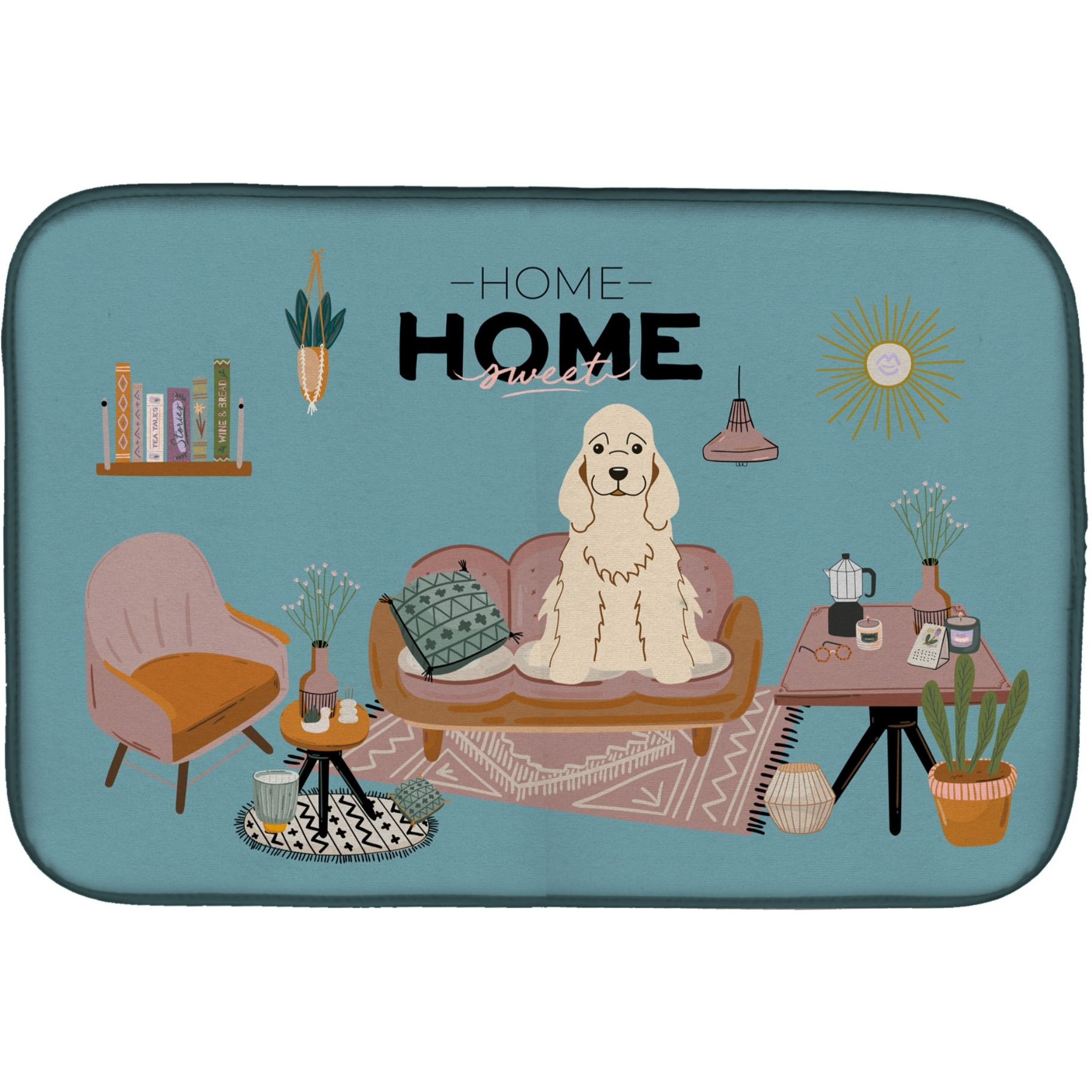 &quotCaroline's Treasures CK7939DDM Buff Cocker Spaniel Sweet Home dish-drying-mats, 14 x 21, Multicolor"