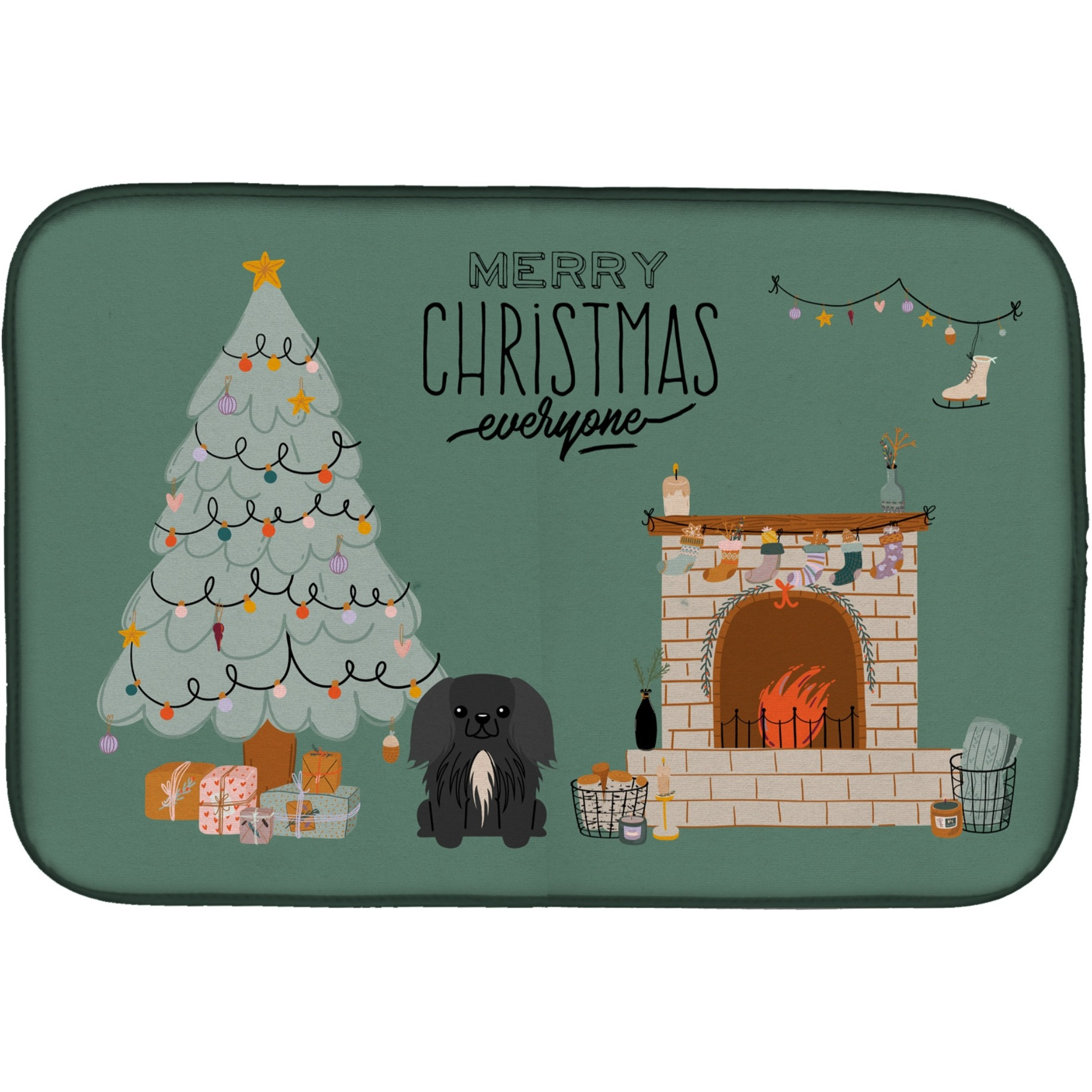 &quotCaroline's Treasures CK7670DDM Black Pekingese Christmas Everyone dish-drying-mats, 14 x 21, Multicolor"