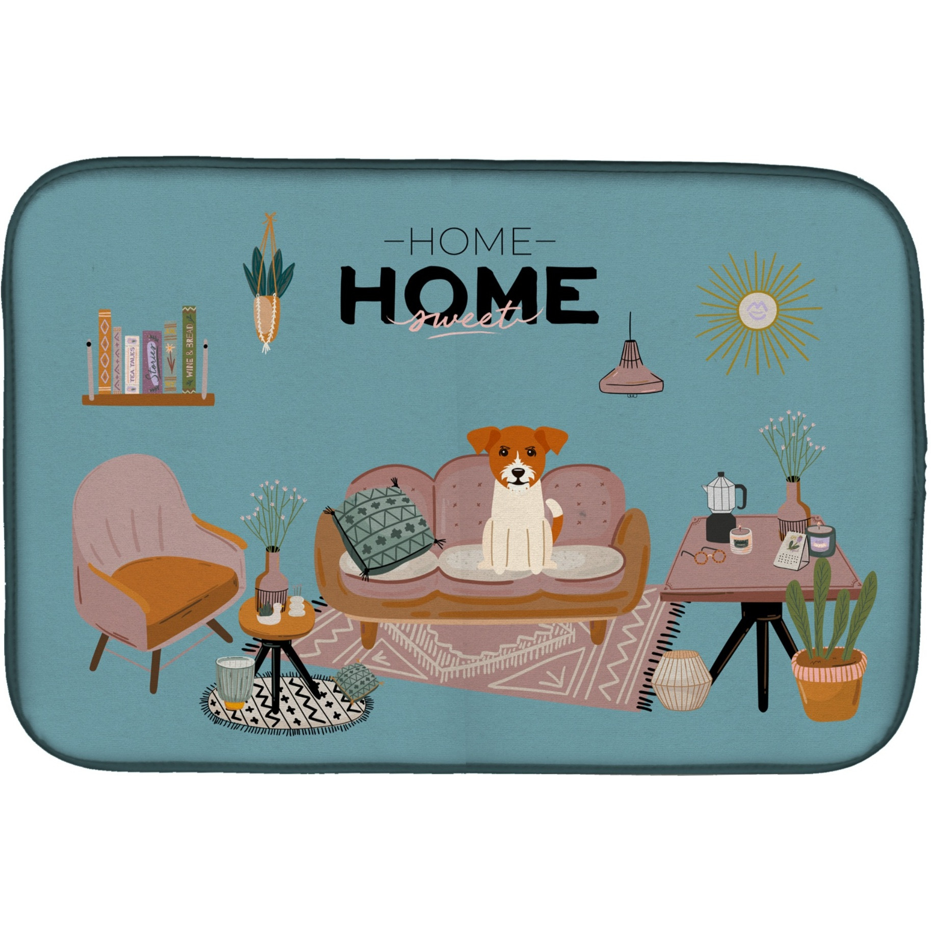 &quotCaroline's Treasures CK7953DDM Jack Russell Terrier Sweet Home dish-drying-mats, 14 x 21, Multicolor"