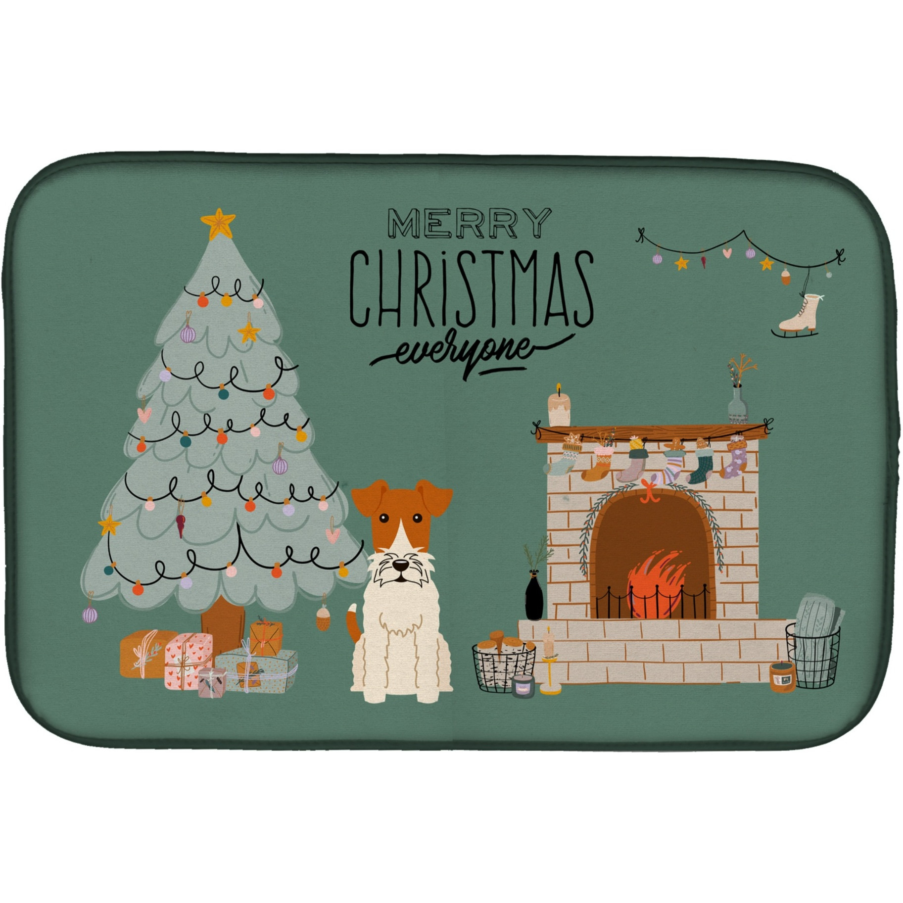 &quotCaroline's Treasures CK7664DDM Wire Fox Terrier Christmas Everyone dish-drying-mats, 14 x 21, Multicolor"