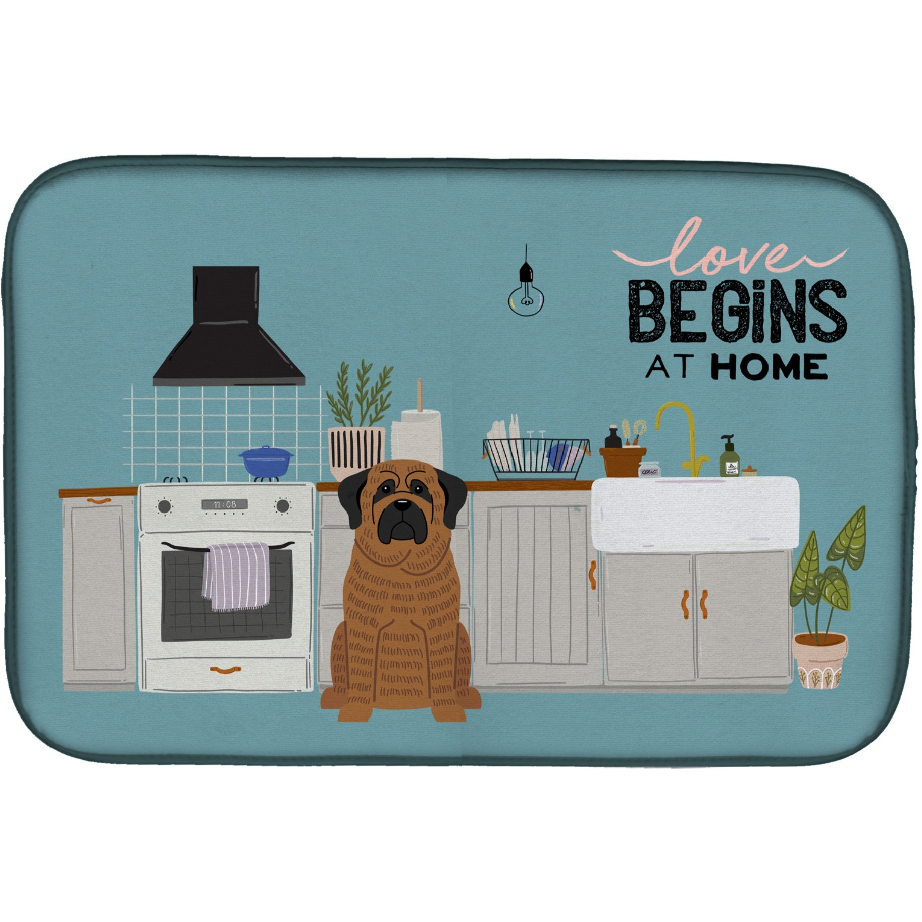 &quotCaroline's Treasures CK7719DDM Brindle Mastiff Kitchen Scene dish-drying-mats, 14 x 21, Multicolor"