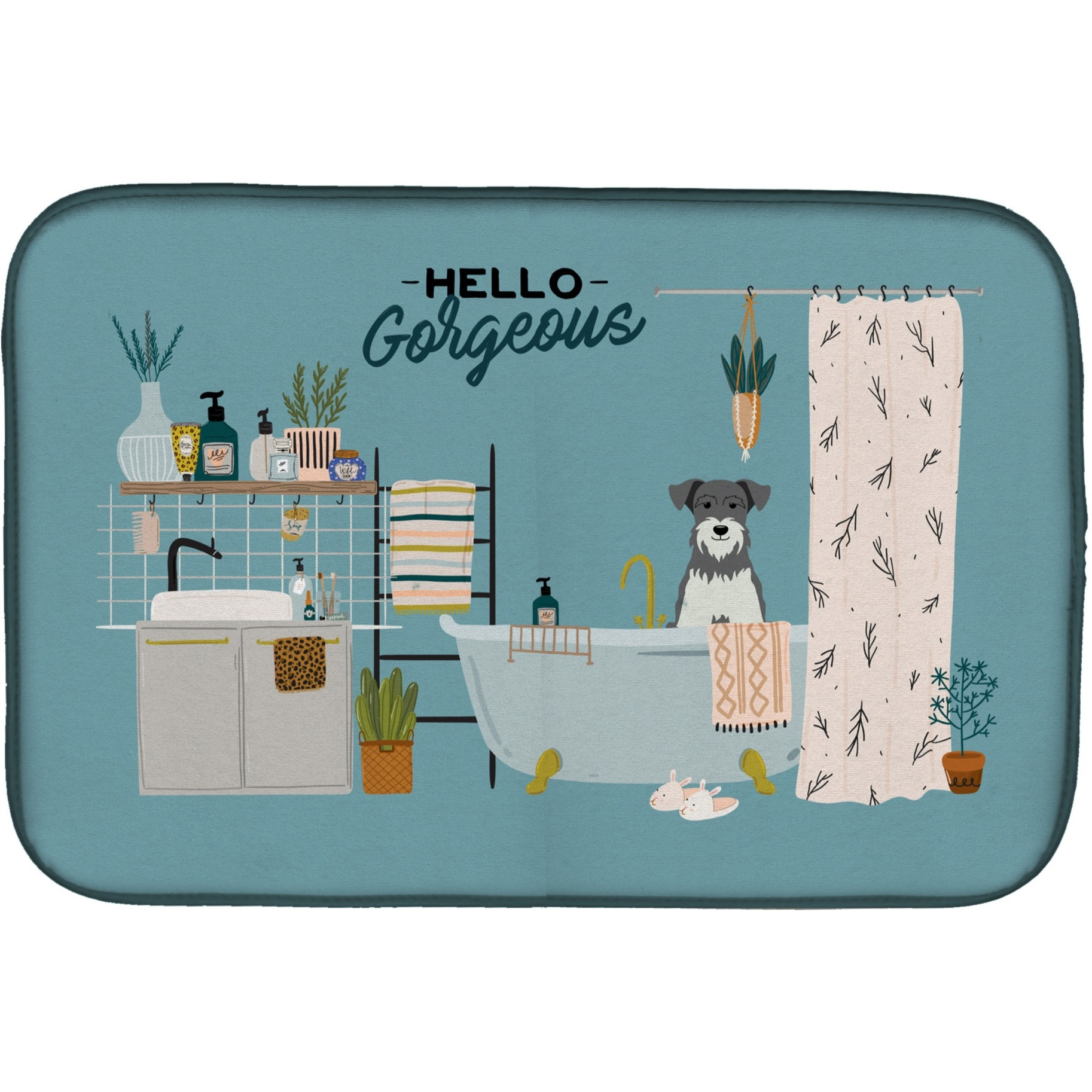 &quotCaroline's Treasures Salt and Pepper Miniature Schnauzer in Bathtub dish-drying-mats, 14 x 21, Multicolor"