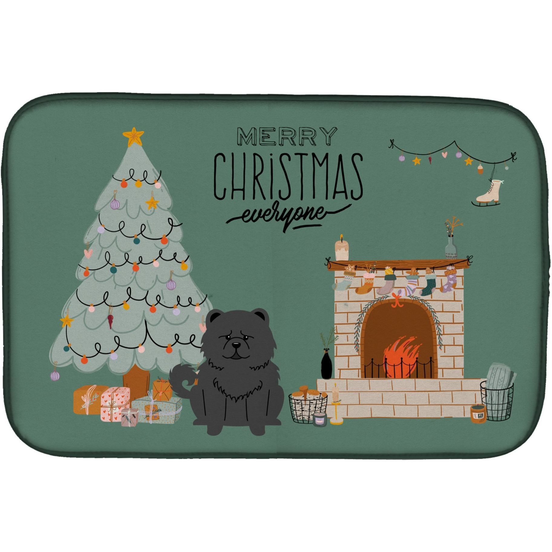 &quotCaroline's Treasures CK7706DDM Black Chow Christmas Everyone dish-drying-mats, 14 x 21, Multicolor"