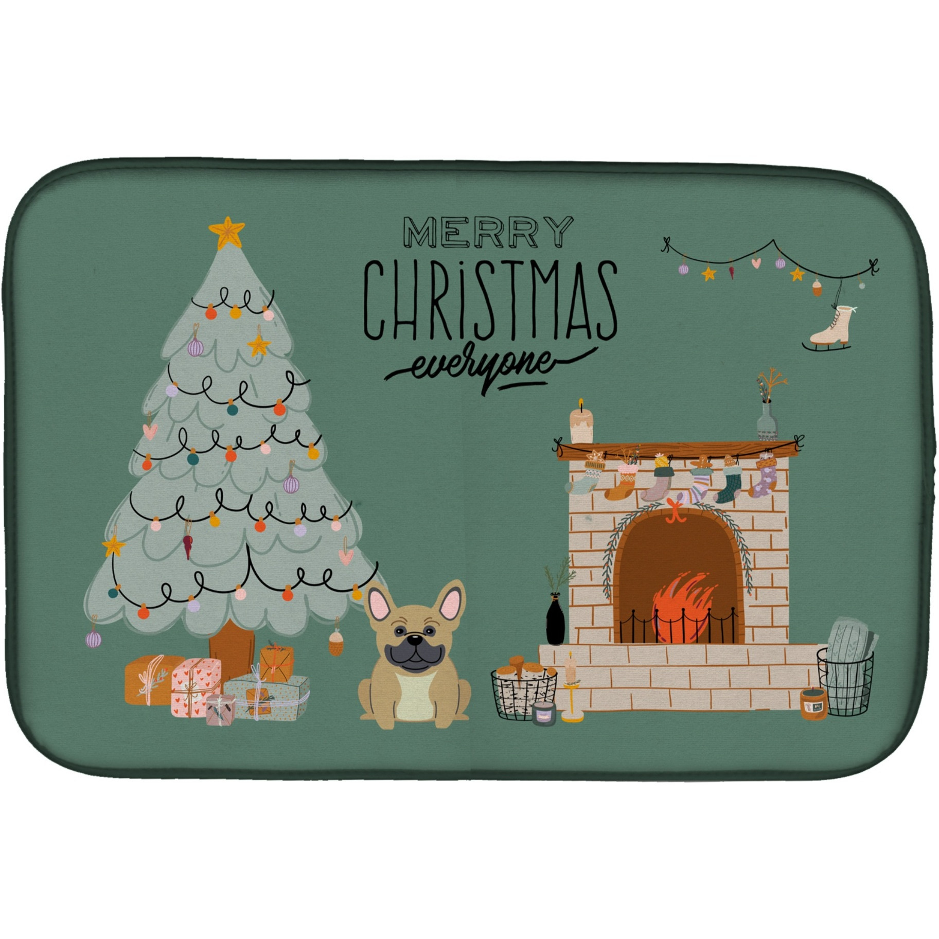 &quotCaroline's Treasures Cream French Bulldog Christmas Everyone dish-drying-mats, 14 x 21, Multicolor"