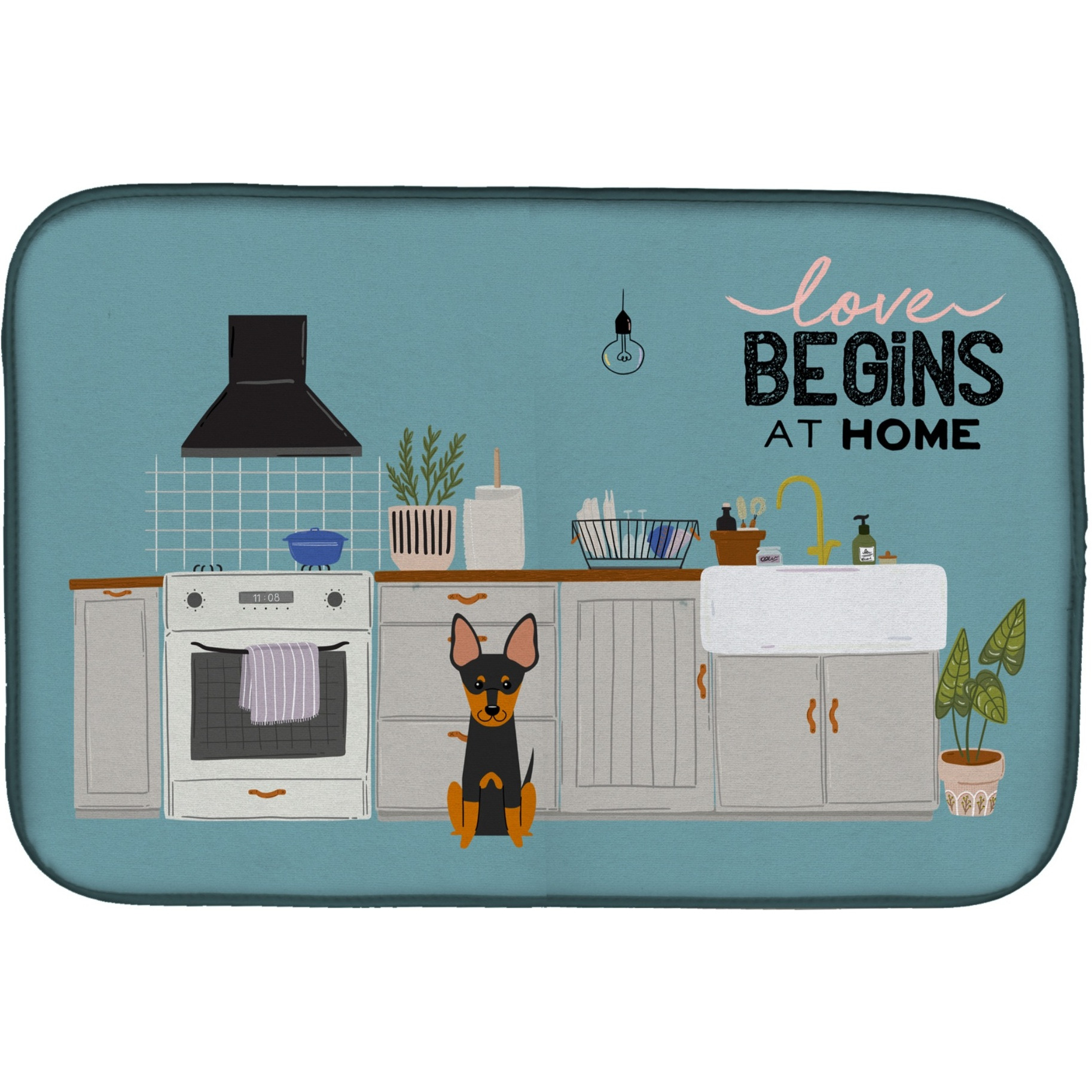 &quotCaroline's Treasures CK7813DDM English Toy Terrier Kitchen Scene dish-drying-mats, 14 x 21, Multicolor"