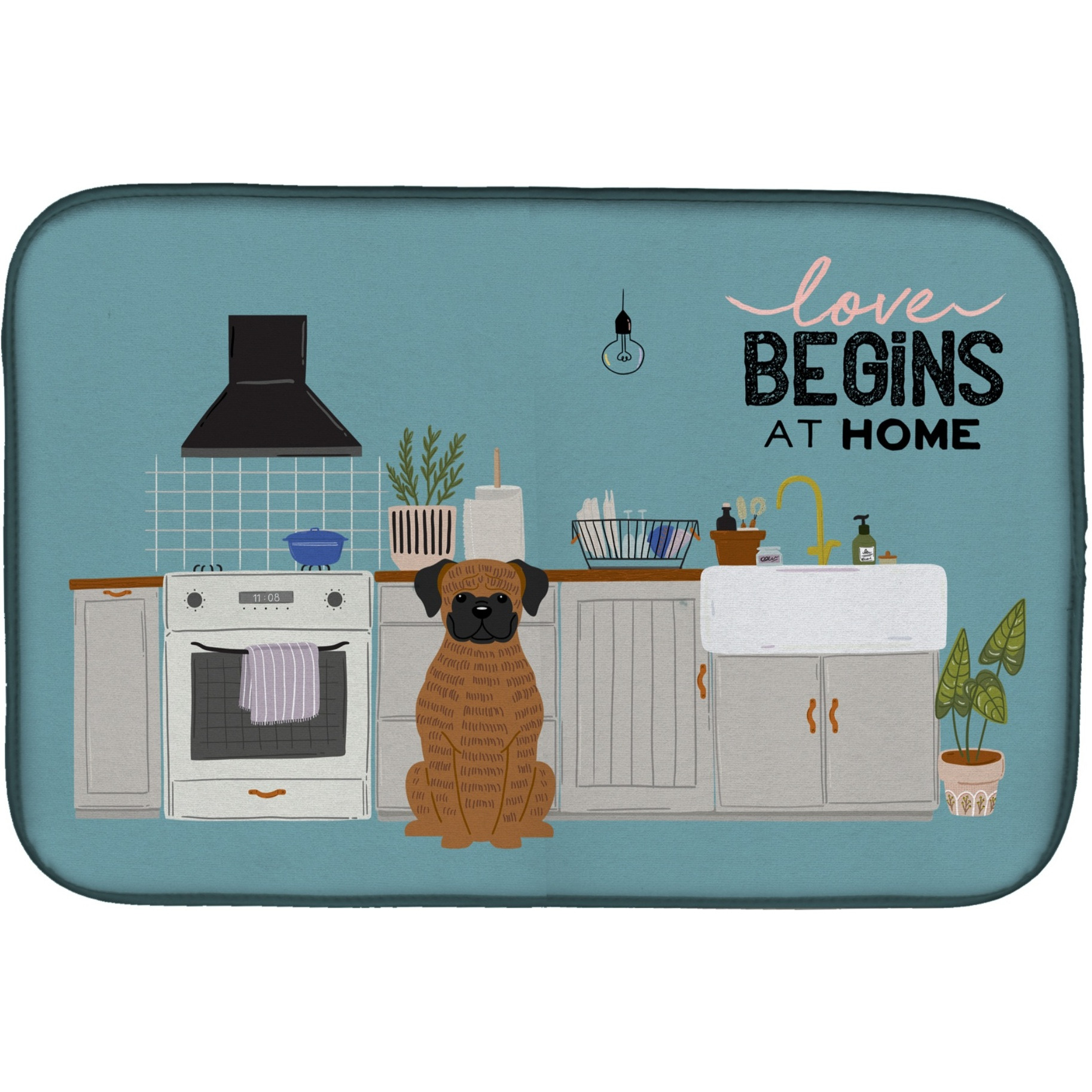 &quotCaroline's Treasures CK7821DDM Brindle Boxer Kitchen Scene dish-drying-mats, 14 x 21, Multicolor"