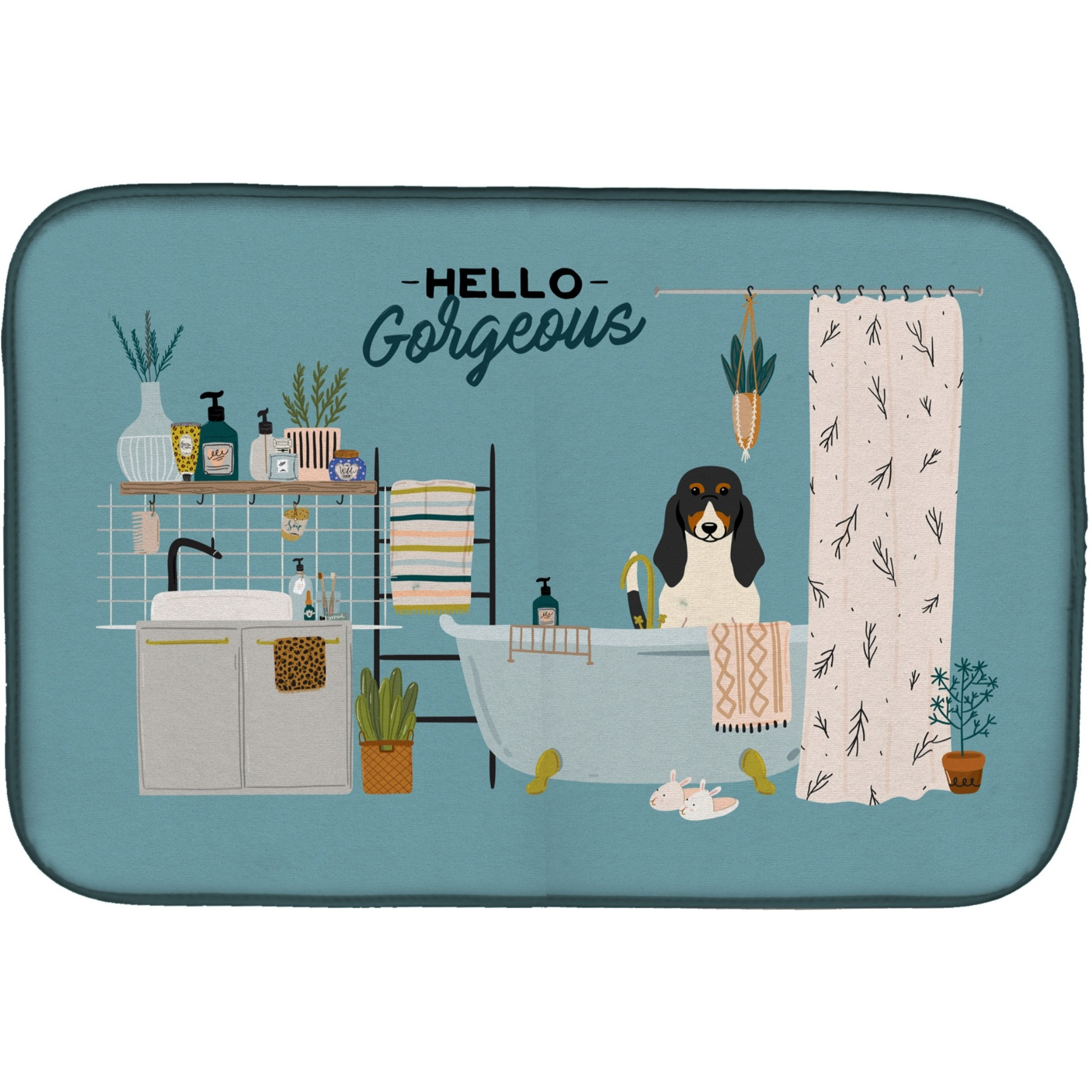 &quotCaroline's Treasures CK7466DDM Swiss Hound in Bathtub dish-drying-mats, 14 x 21, Multicolor"