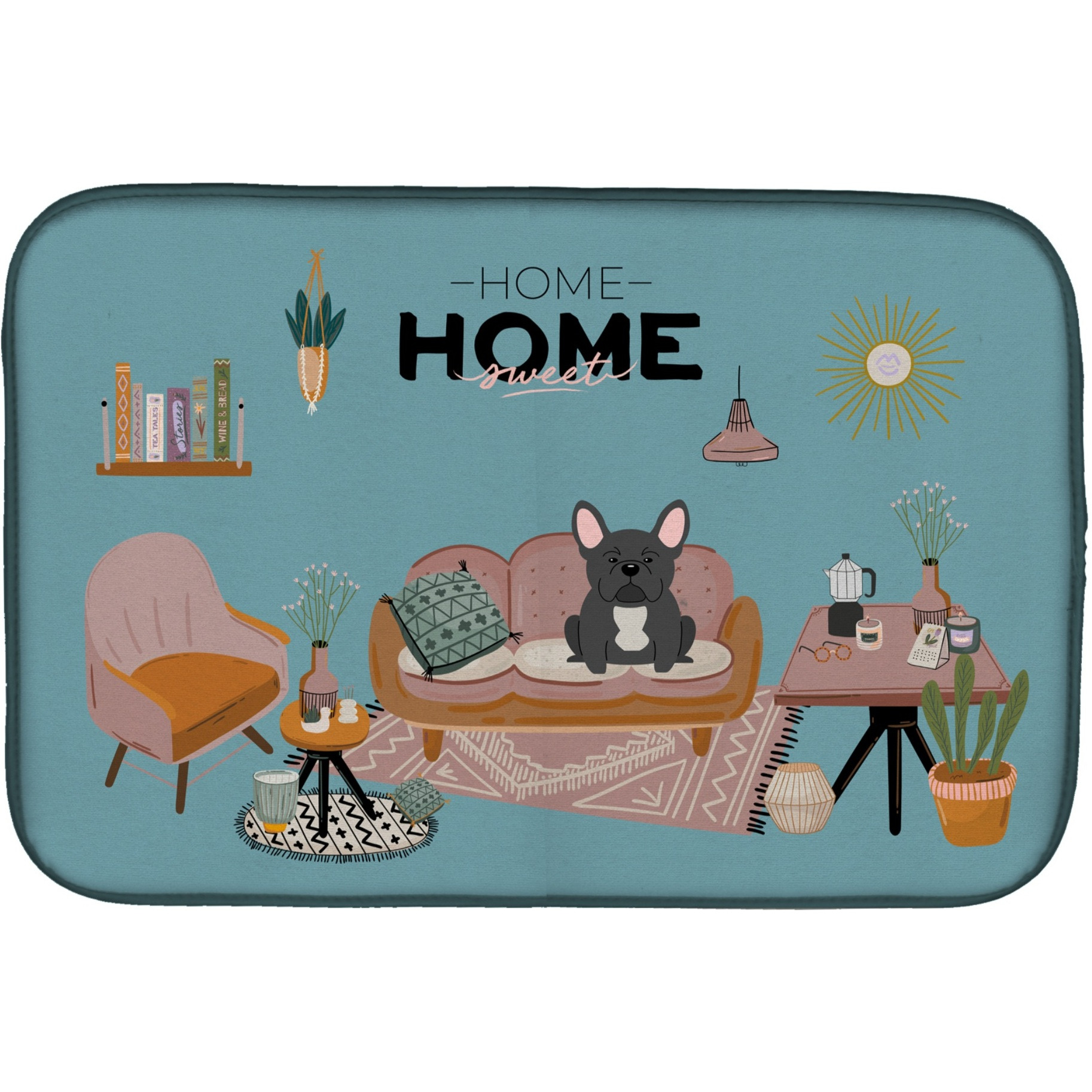 &quotCaroline's Treasures CK7859DDM Black French Bulldog Sweet Home dish-drying-mats, 14 x 21, Multicolor"