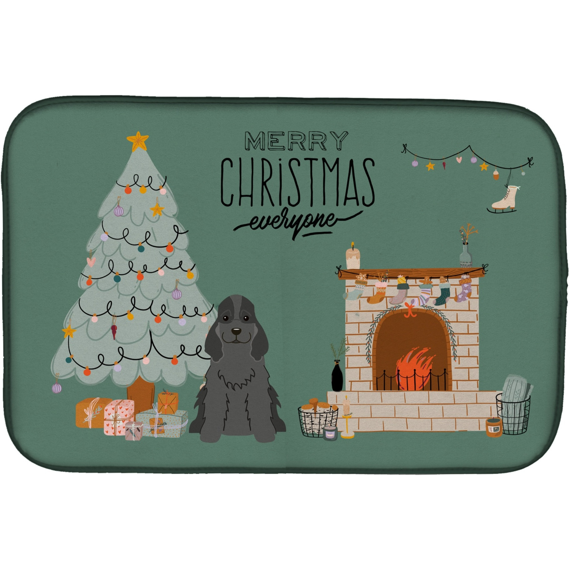 &quotCaroline's Treasures Black Cocker Spaniel Christmas Everyone dish-drying-mats, 14 x 21, Multicolor"