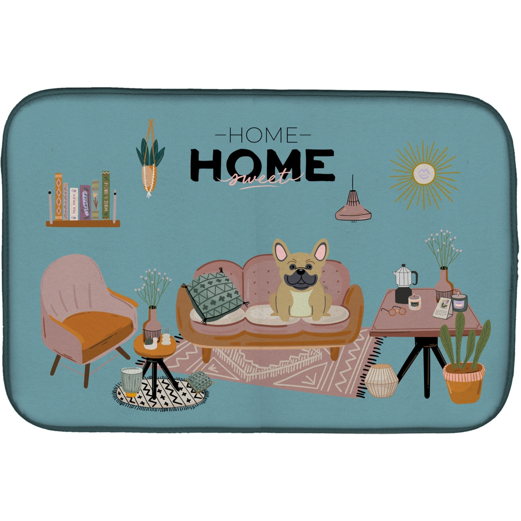 &quotCaroline's Treasures CK7855DDM Cream French Bulldog Sweet Home dish-drying-mats, 14 x 21, Multicolor"