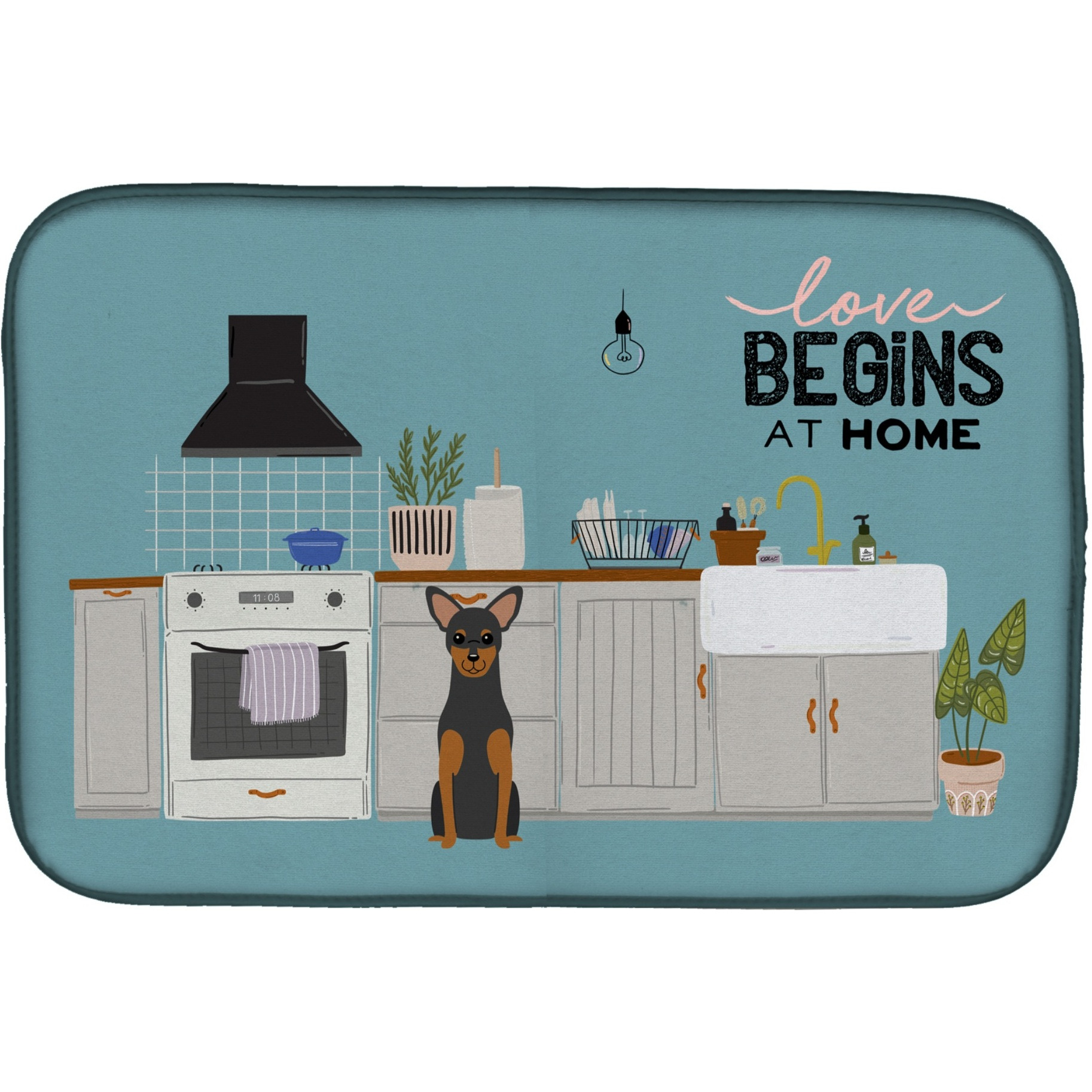 &quotCaroline's Treasures CK7732DDM Manchester Terrier Kitchen Scene dish-drying-mats, 14 x 21, Multicolor"