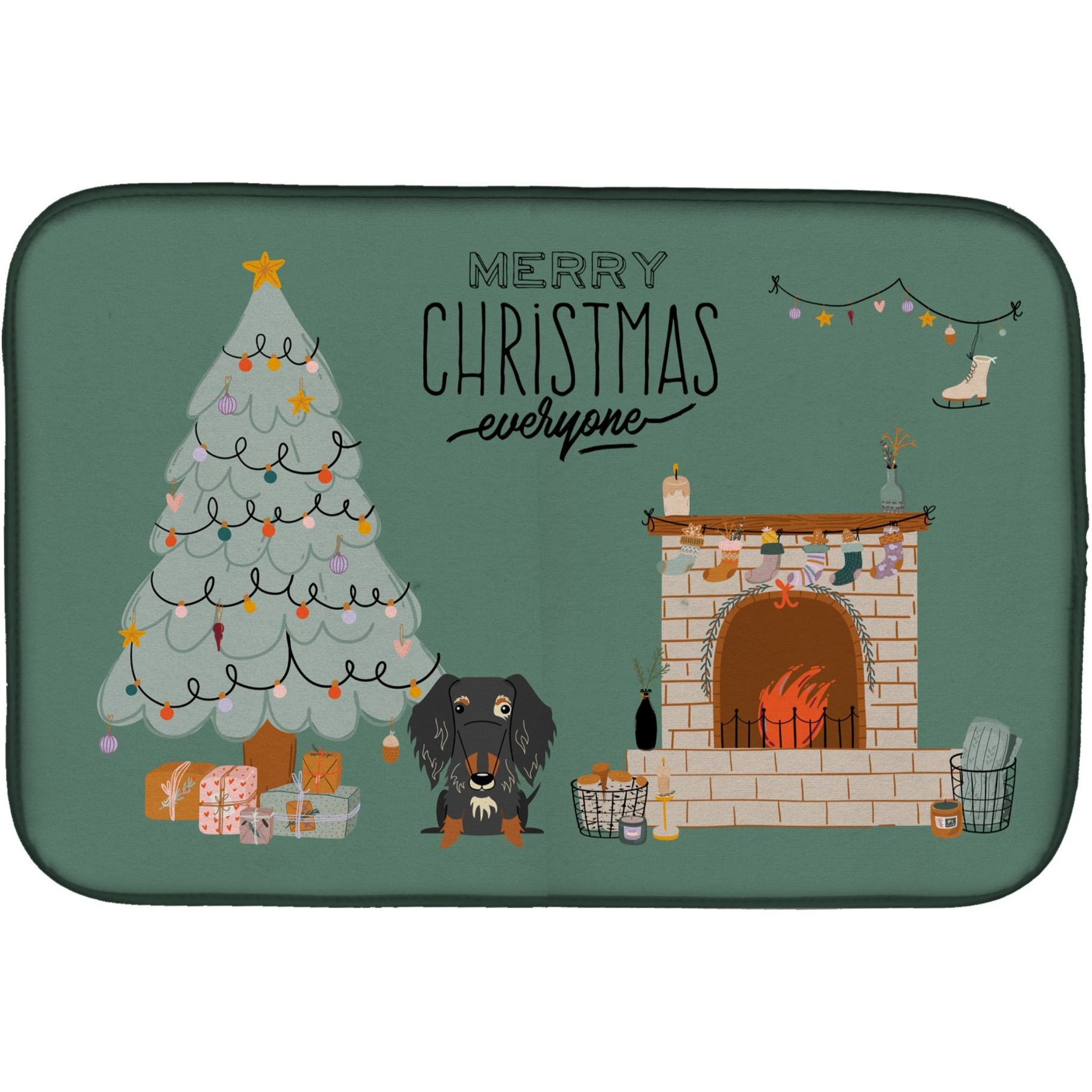 &quotCaroline's Treasures Dapple Wire Haired Dachshund Christmas Everyone dish-drying-mats, 14 x 21, Multicolor"