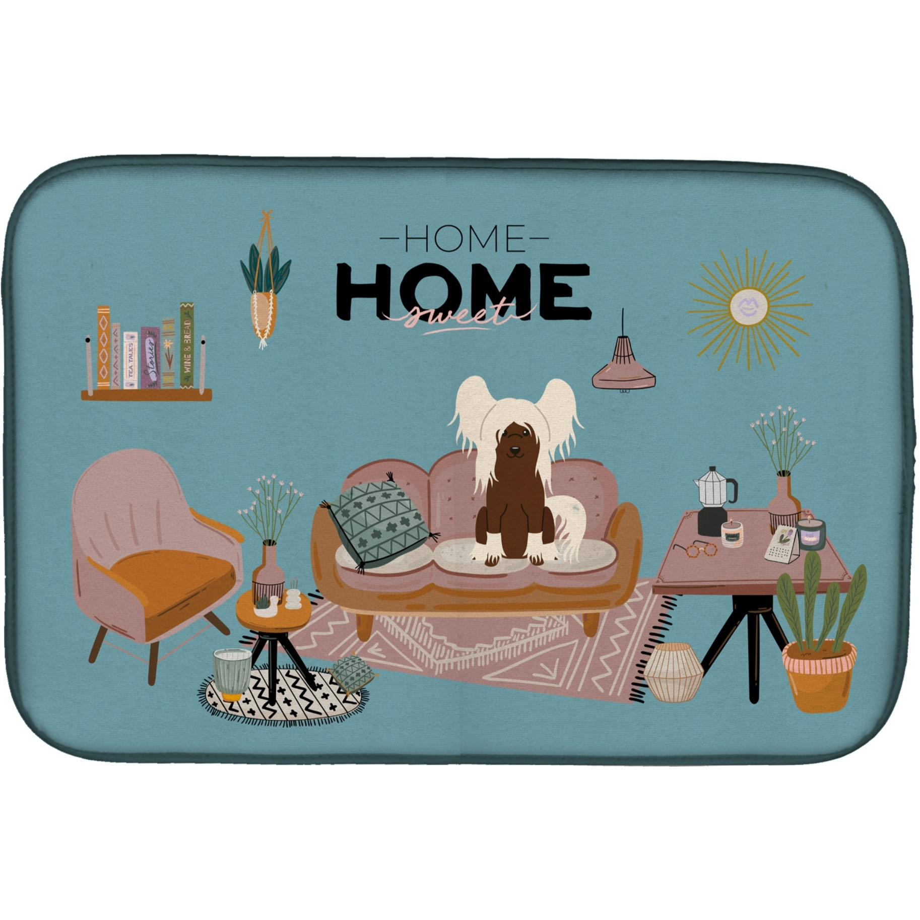 &quotCaroline's Treasures CK7958DDM Cream Chinese Crested Sweet Home dish-drying-mats, 14 x 21, Multicolor"