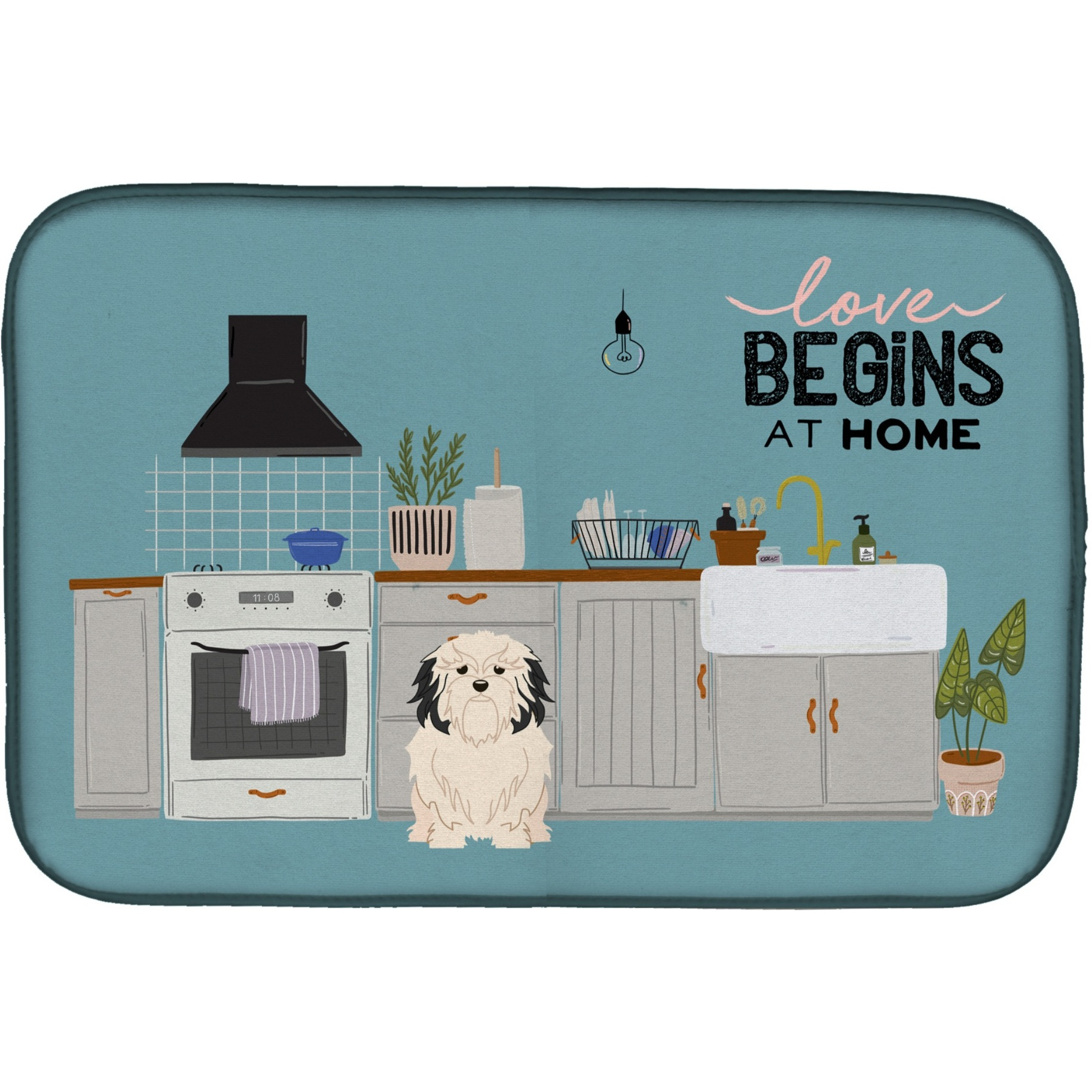 &quotCaroline's Treasures CK7723DDM Lowchen Kitchen Scene dish-drying-mats, 14 x 21, Multicolor"