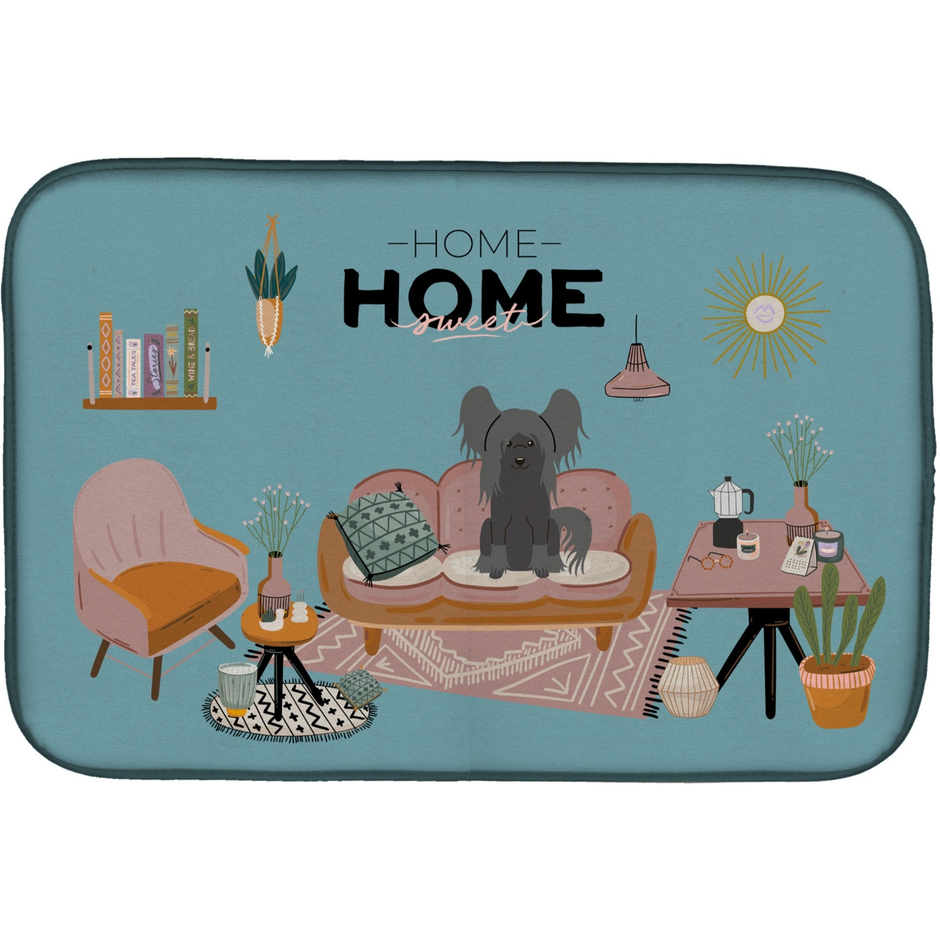 &quotCaroline's Treasures CK7957DDM Black Chinese Crested Sweet Home dish-drying-mats, 14 x 21, Multicolor"
