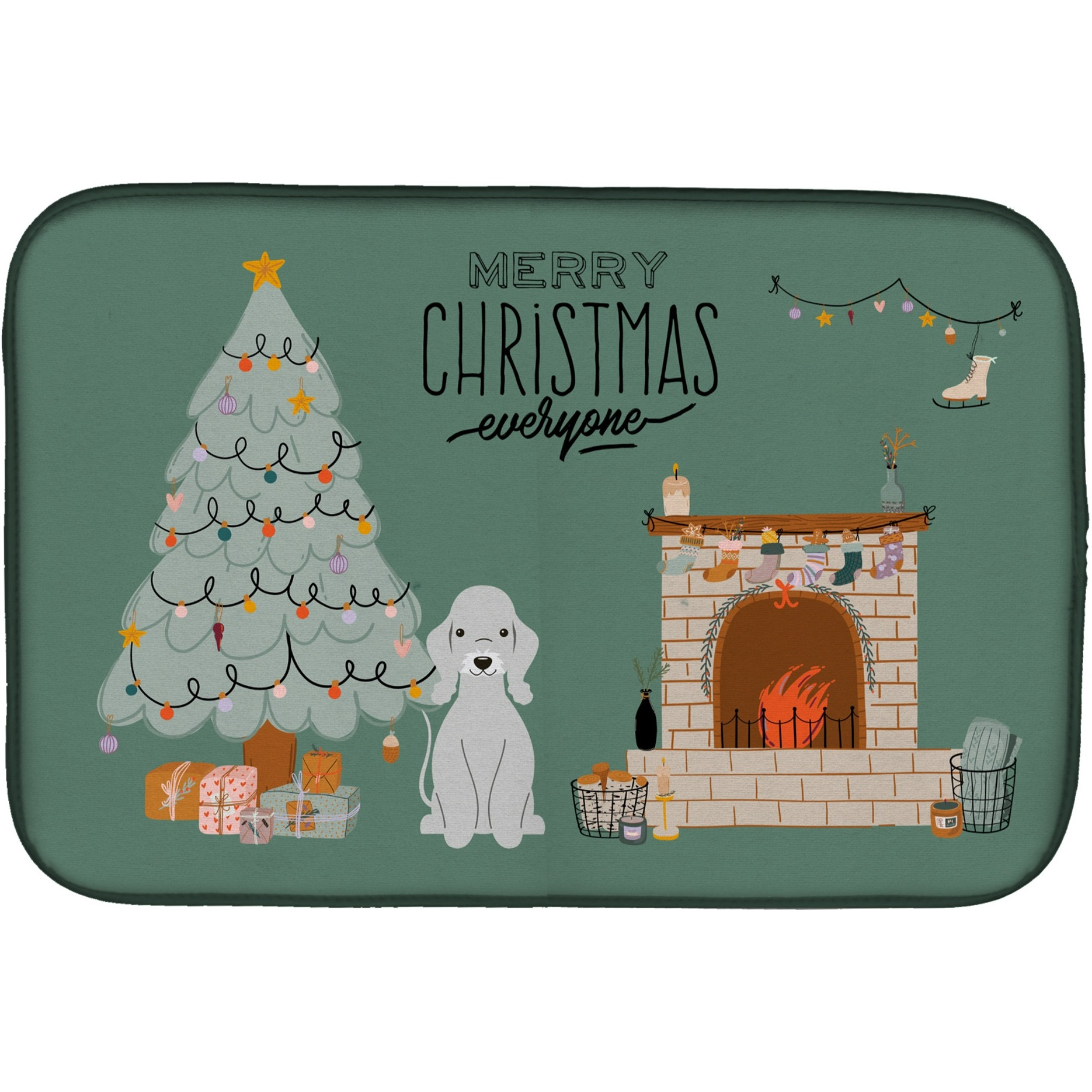&quotCaroline's Treasures Blue Bedlington Terrier Christmas Everyone dish-drying-mats, 14 x 21, Multicolor"