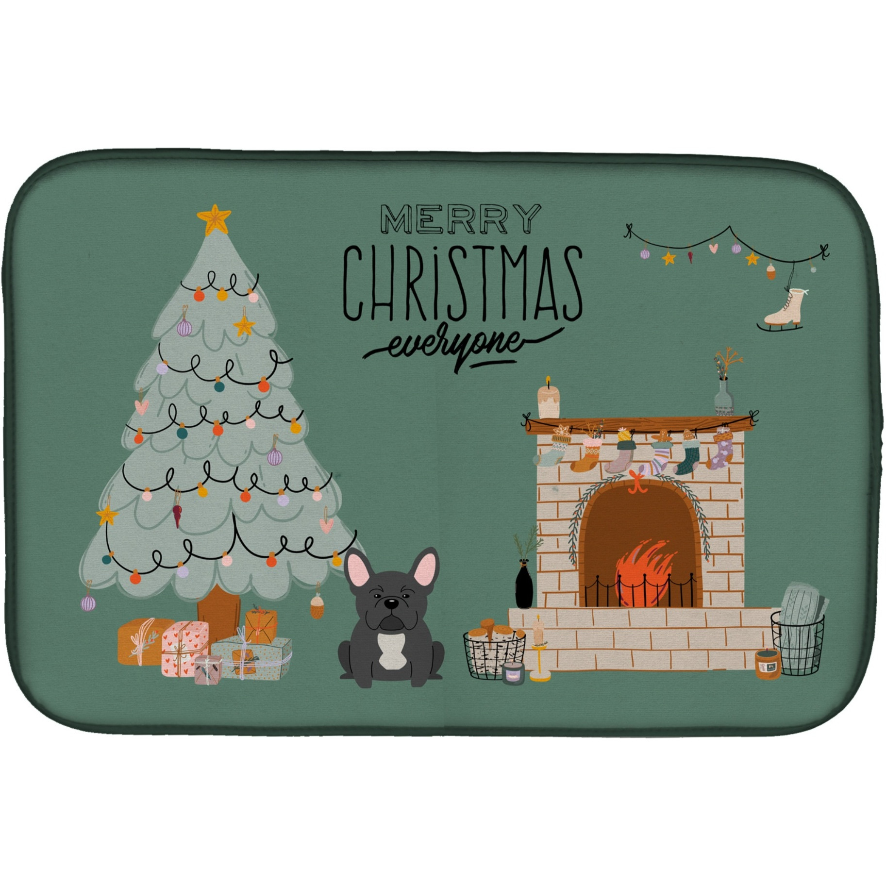 &quotCaroline's Treasures Black French Bulldog Christmas Everyone dish-drying-mats, 14 x 21, Multicolor"
