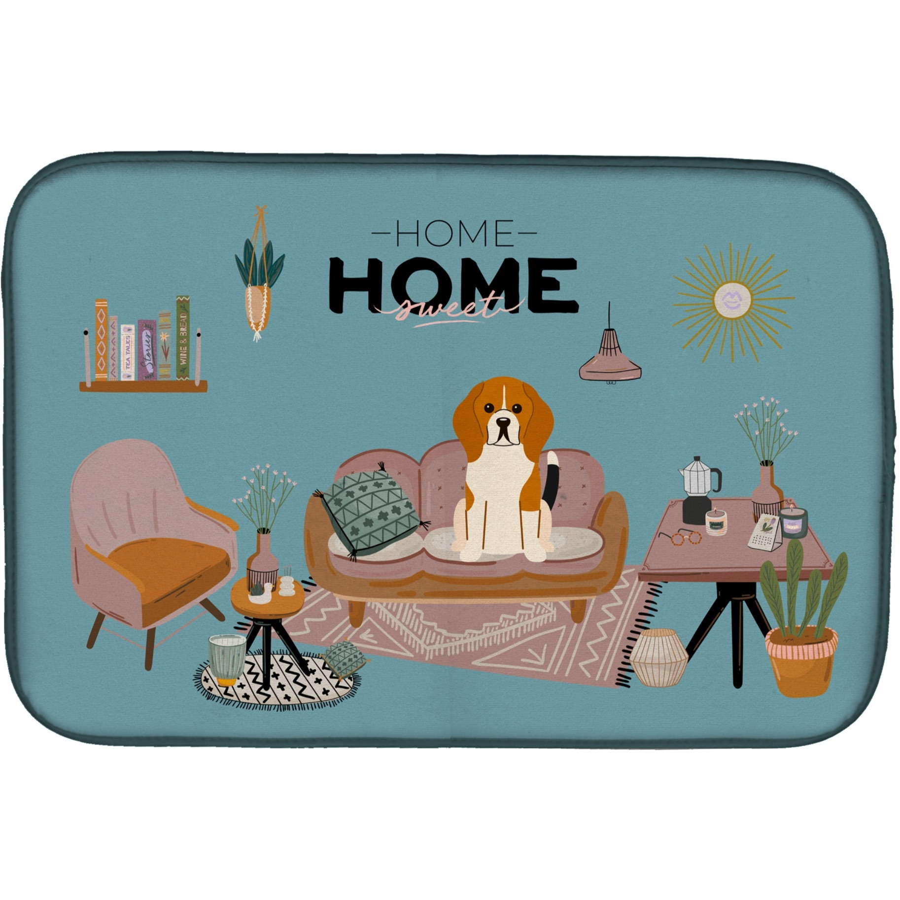 &quotCaroline's Treasures CK7885DDM Tricolor Beagle Sweet Home dish-drying-mats, 14 x 21, Multicolor"