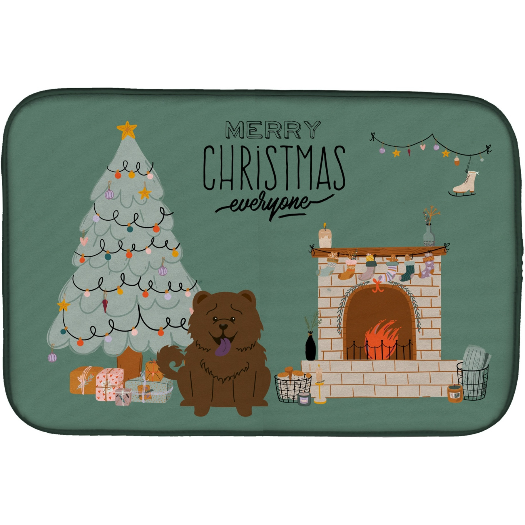 &quotCaroline's Treasures CK7704DDM Chocolate Chow Christmas Everyone dish-drying-mats, 14 x 21, Multicolor"